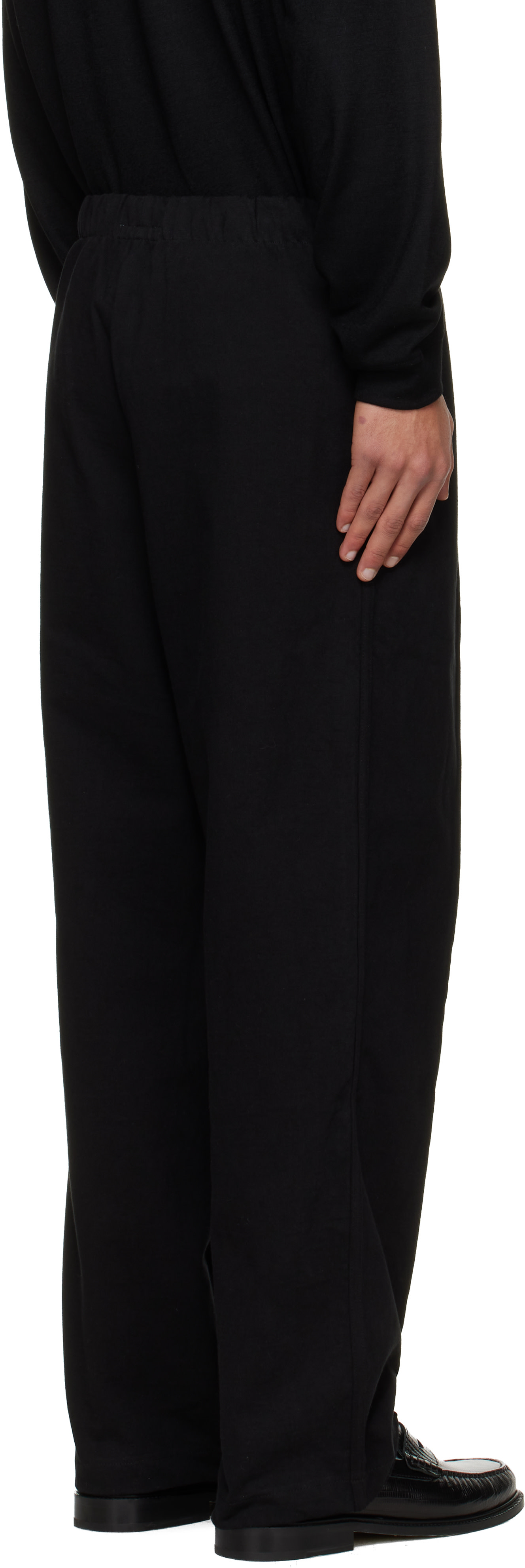 Lady White Co.: Black Jersey Band Trousers | SSENSE