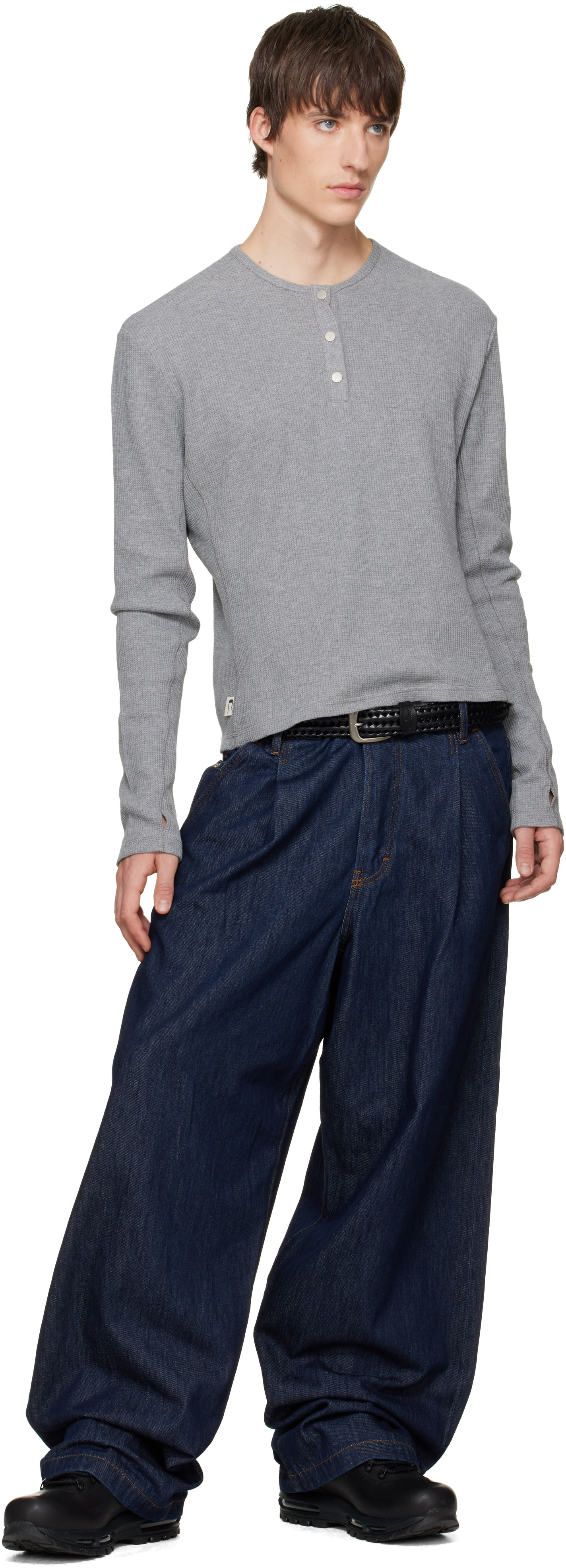 Dime - Black Braided Leather Belt