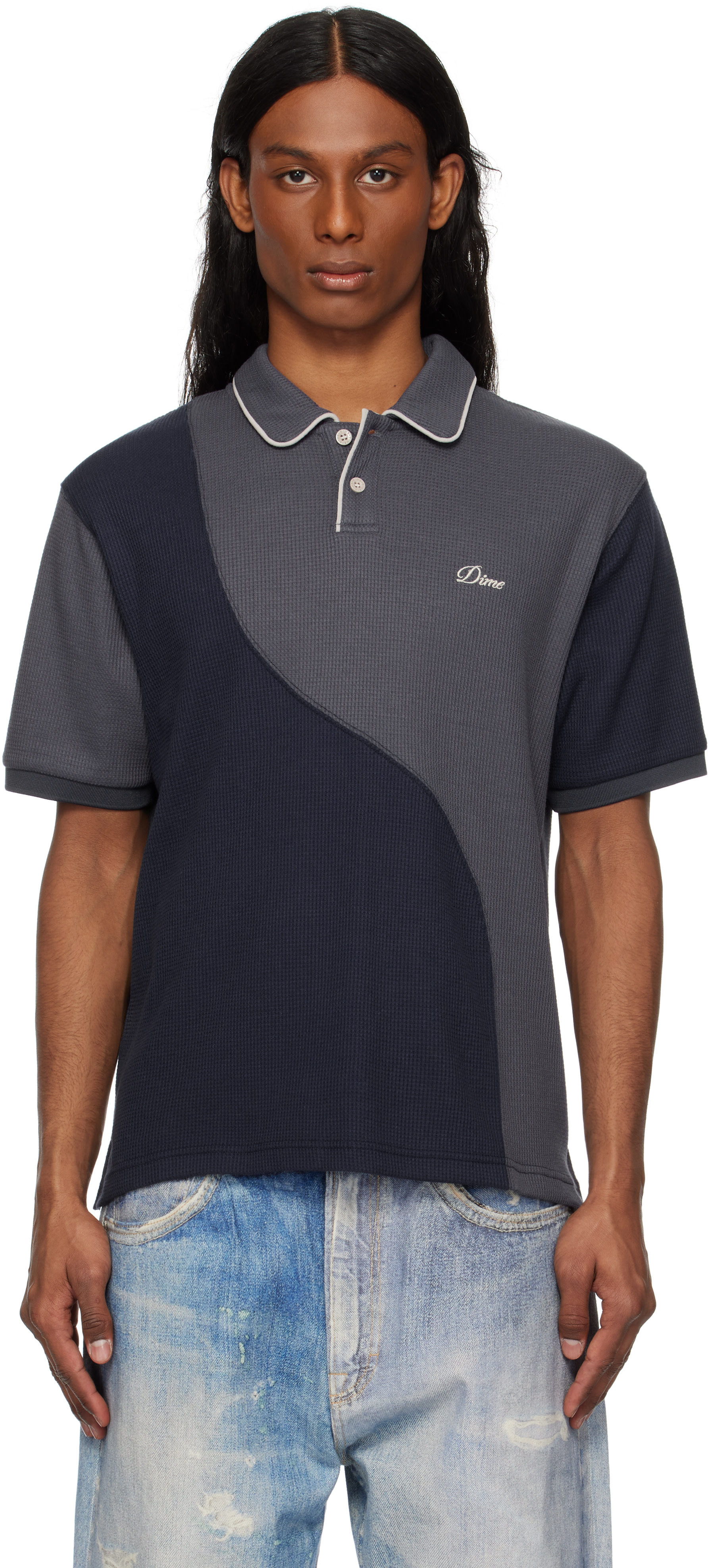 Dime - Navy Waffle Polo