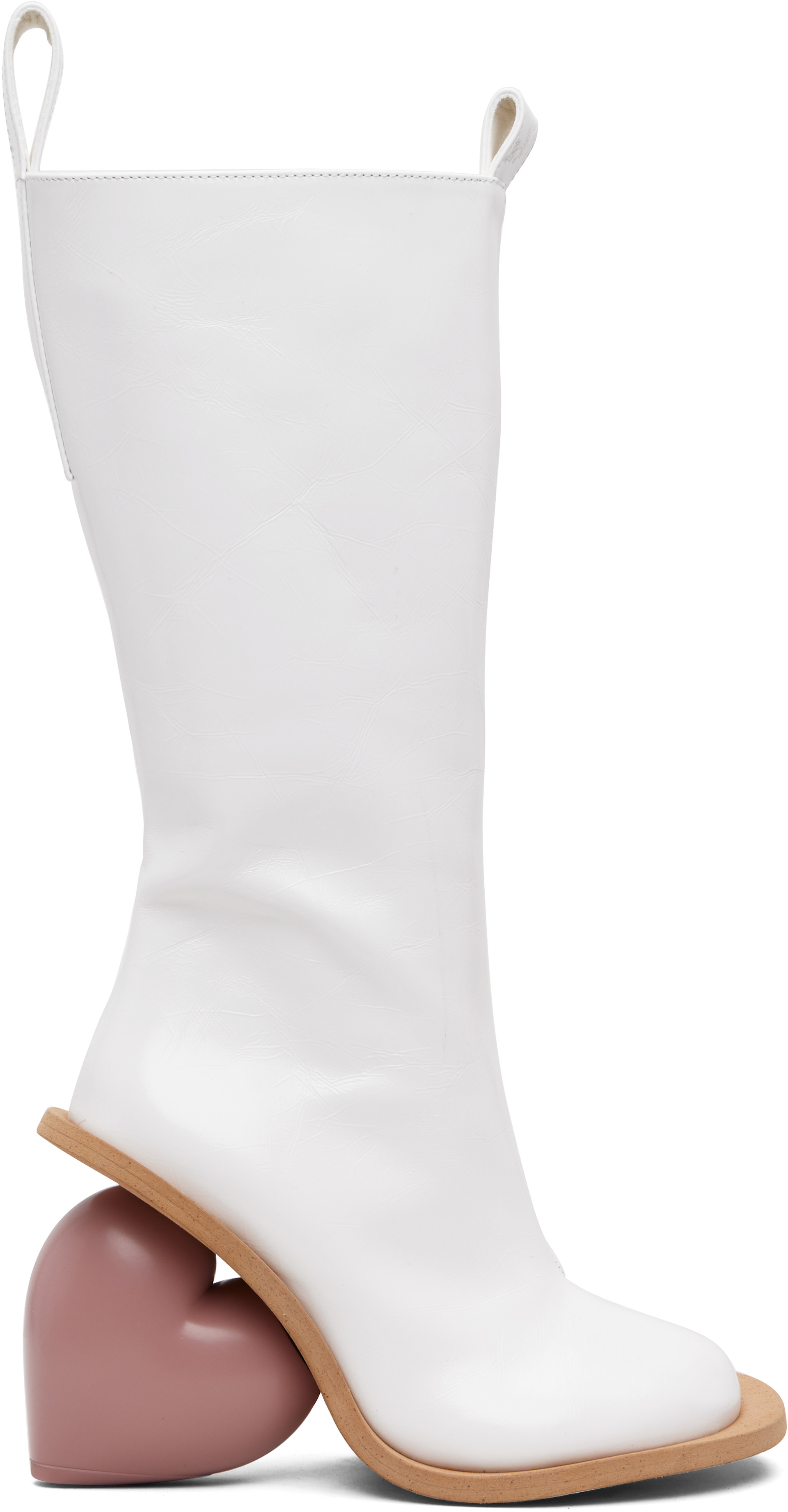yumeyume ロングブーツ YUME YUME: White & Pink Love Tall Boots | SSENSE