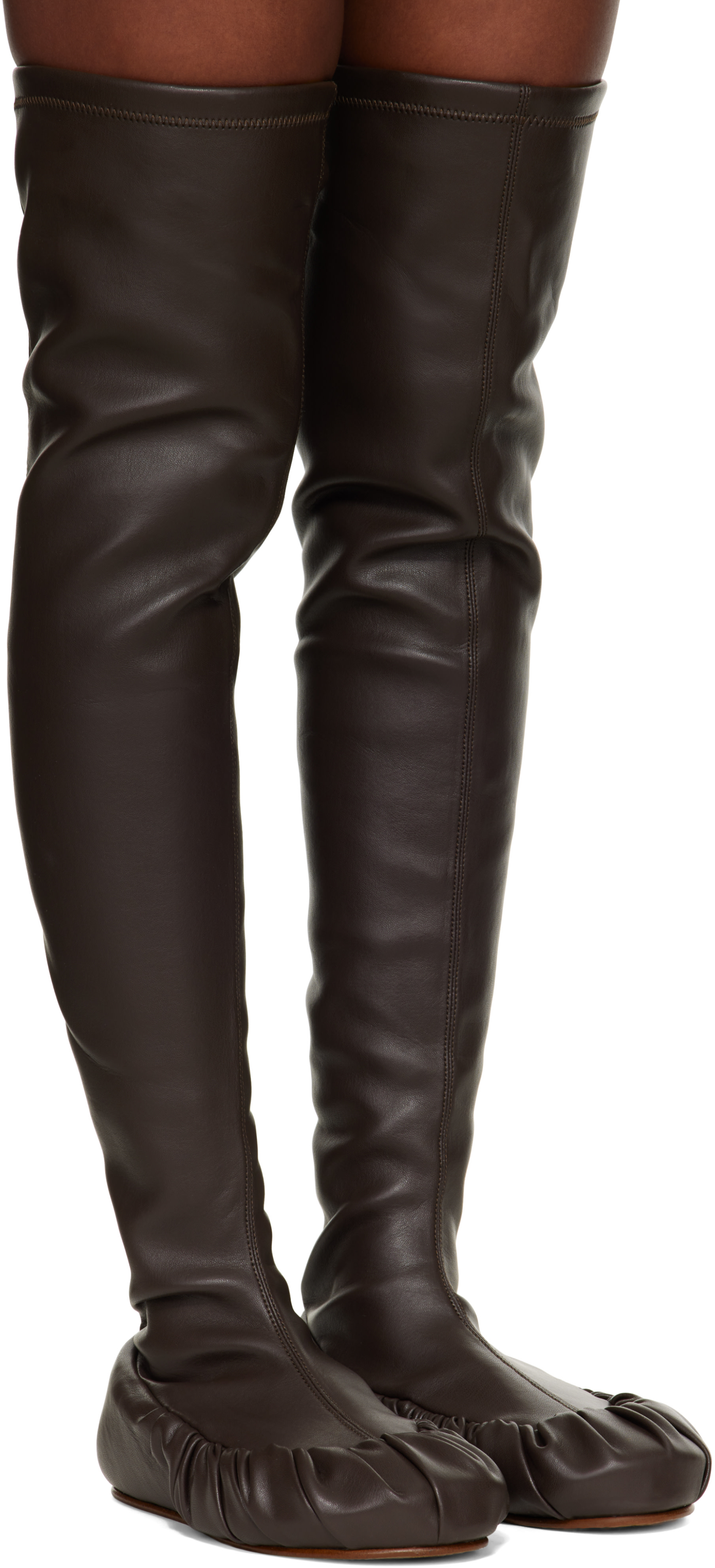 YUME YUME: Brown Overknee Ballerina Tall Boots | SSENSE