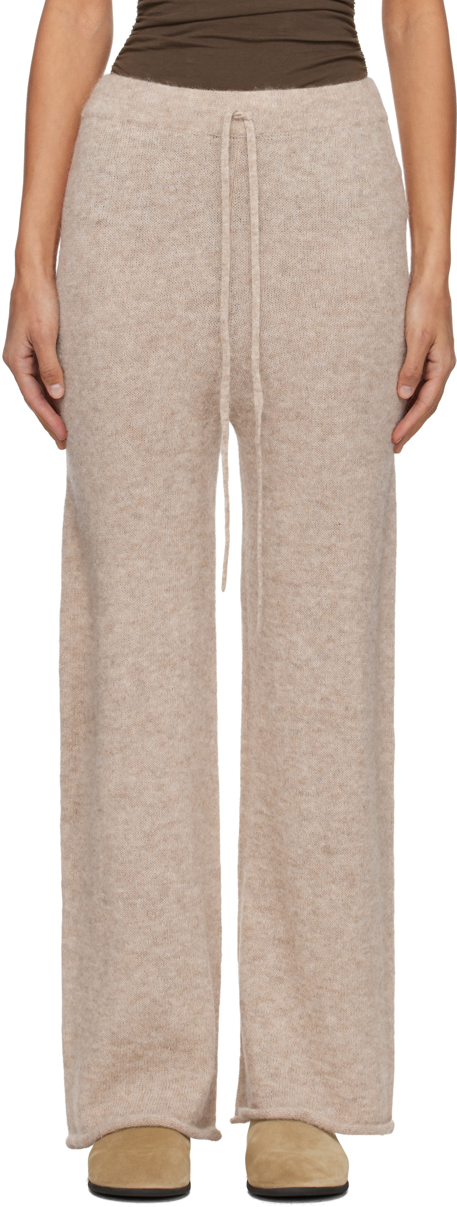 LAUREN MANOOGIAN ハンドニットパンツ ベージュ Lauren Manoogian: Beige Roll Lounge Pants | SSENSE