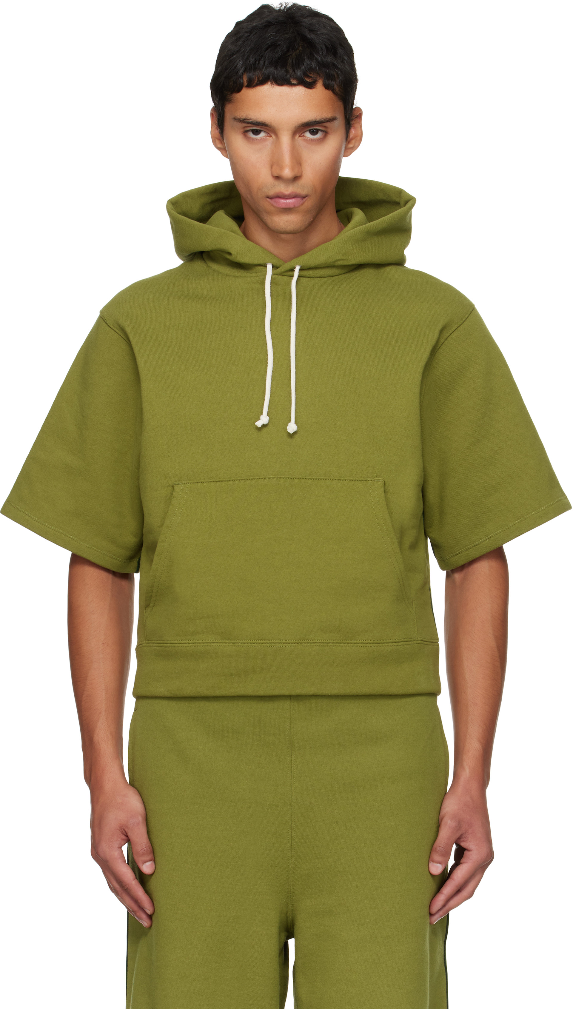 Veneda Carter - Pull à capuche à manches courtes vert exclusif à SSENSE