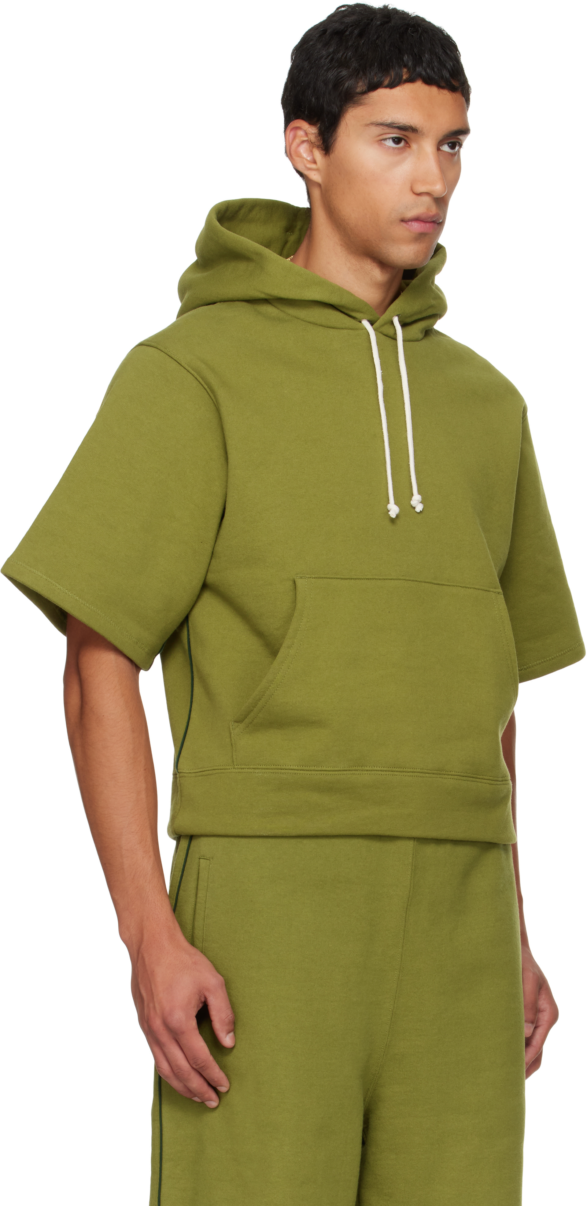 Veneda Carter - Pull à capuche à manches courtes vert exclusif à SSENSE