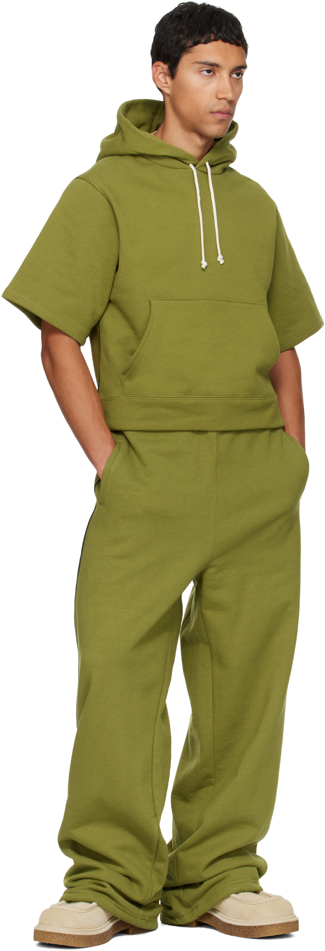Veneda Carter - Pull à capuche à manches courtes vert exclusif à SSENSE