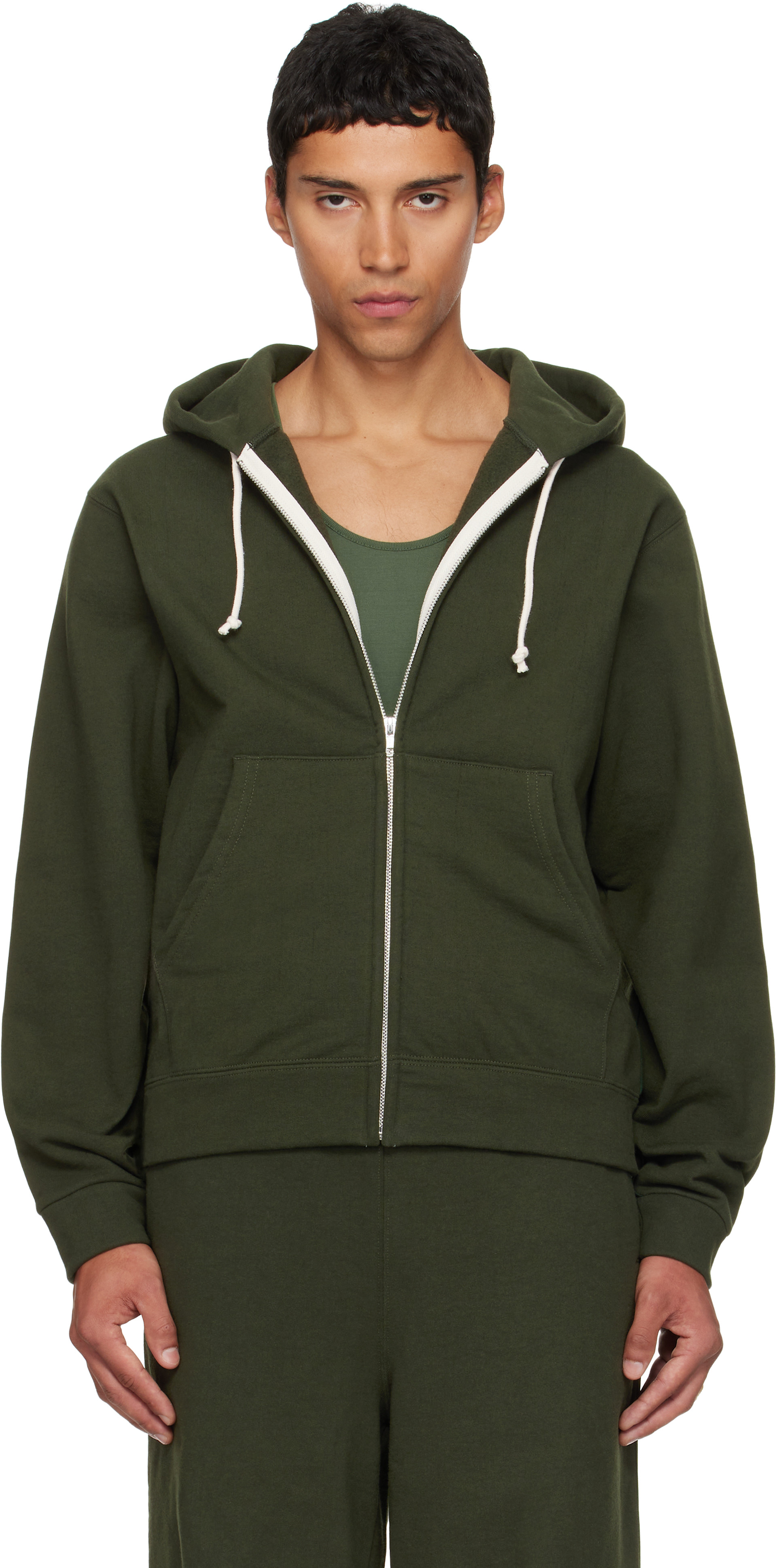 Veneda Carter - Pull à capuche vert à glissière exclusif à SSENSE