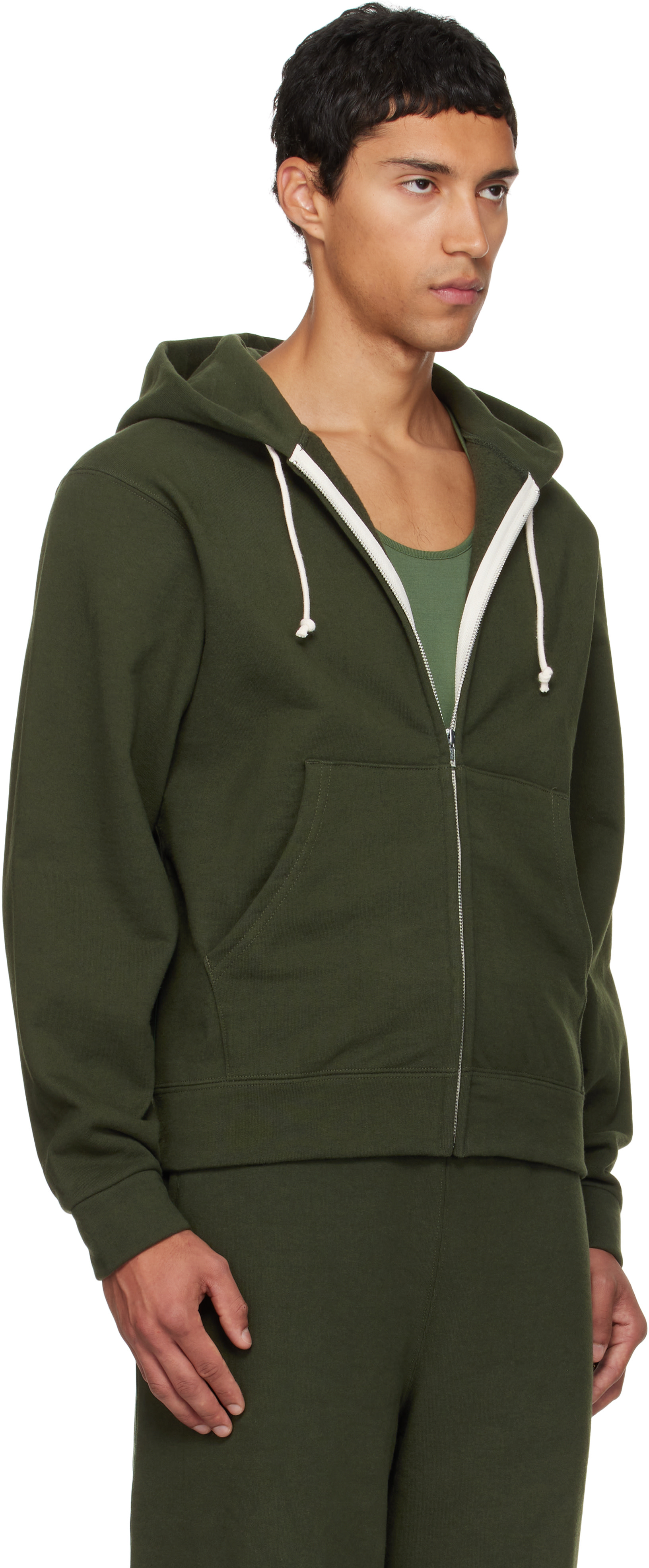 Veneda Carter - Pull à capuche vert à glissière exclusif à SSENSE