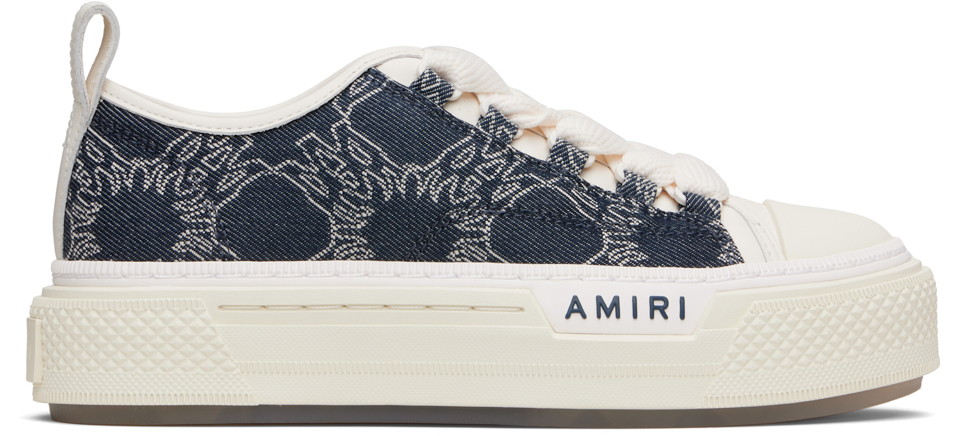 AMIRI: ネイビー＆ホワイト MA Quad Denim Court ローカットスニーカー 