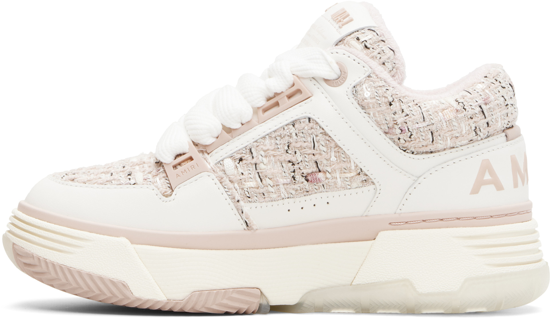 AMIRI: White & Pink Bouclé MA-1 Sneakers | SSENSE