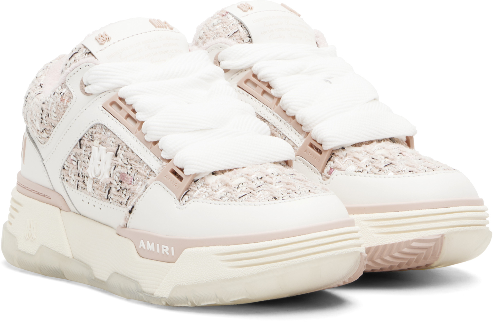 AMIRI: ホワイト＆ピンク MA-1 ブークレ スニーカー | SSENSE 日本