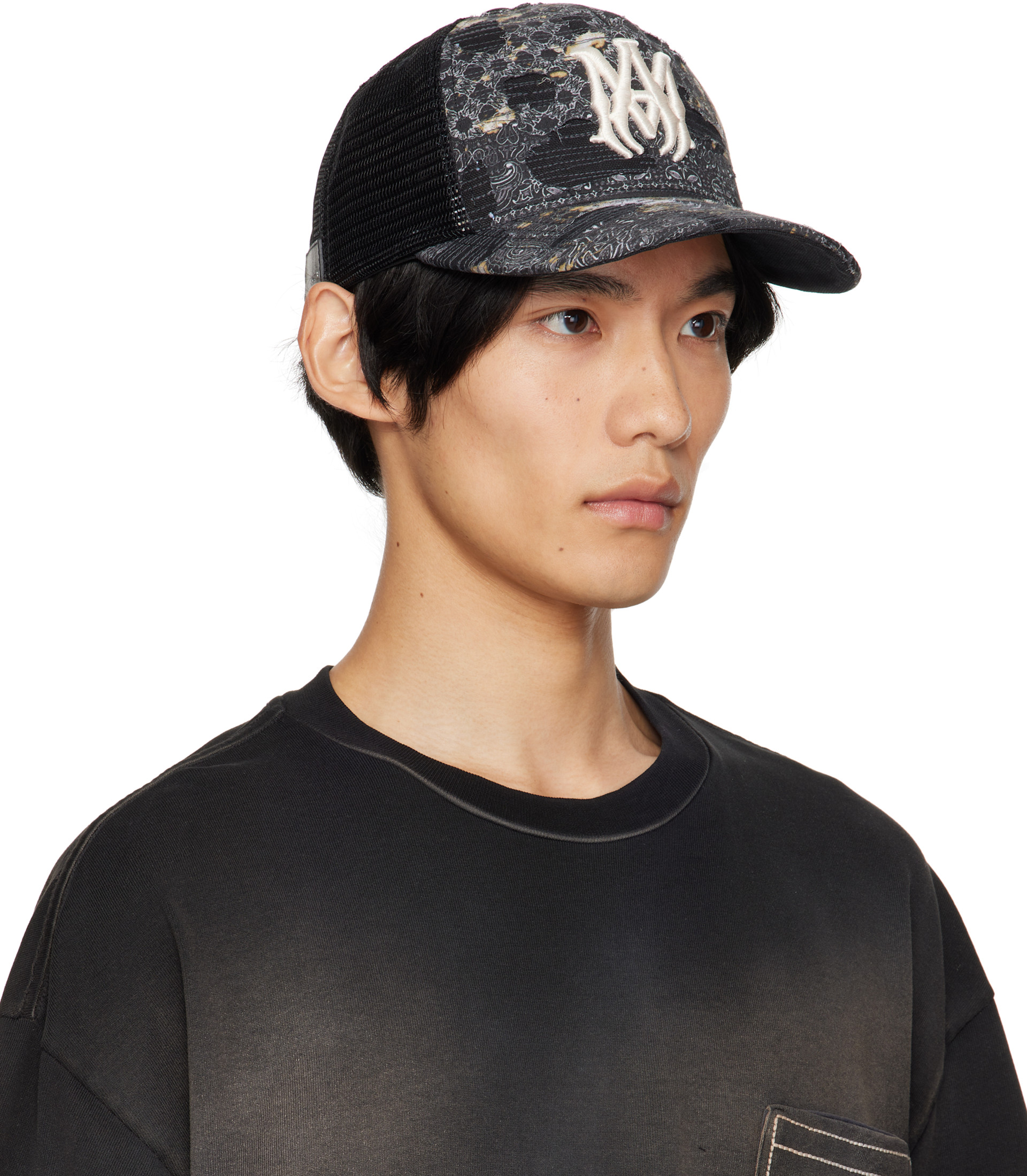 AMIRI: ブラック Bandana Repair トラッカーキャップ | SSENSE 日本
