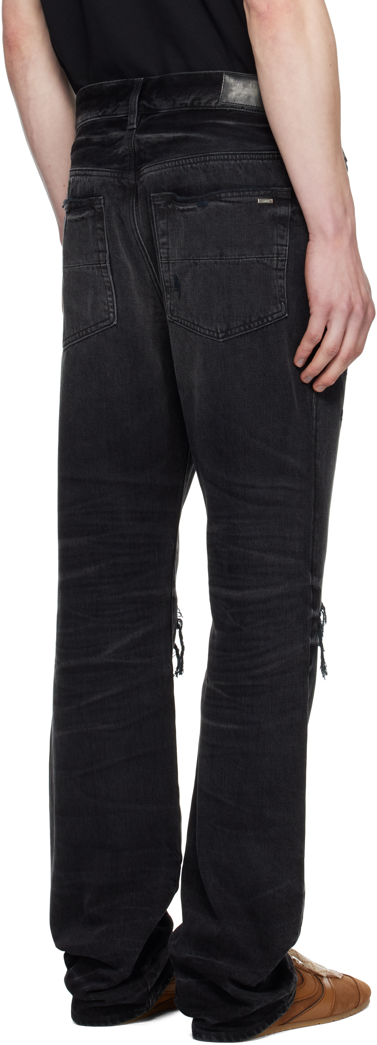 AMIRI: Black Leather Straight MX1 Jeans | SSENSE Canada