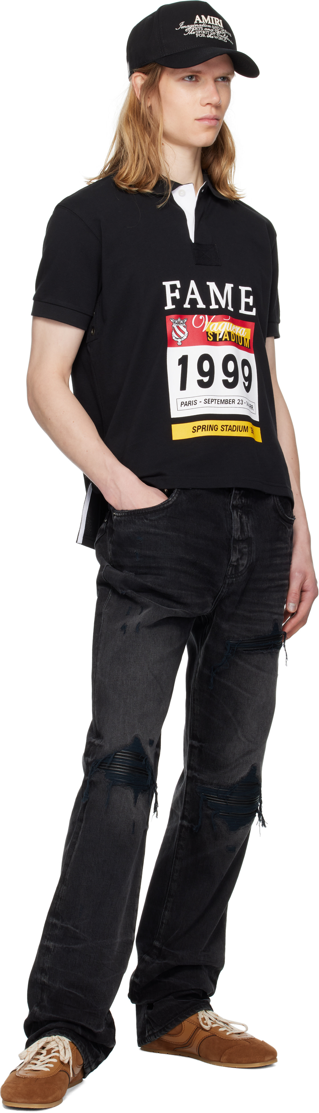 AMIRI: Black Leather Straight MX1 Jeans | SSENSE Canada