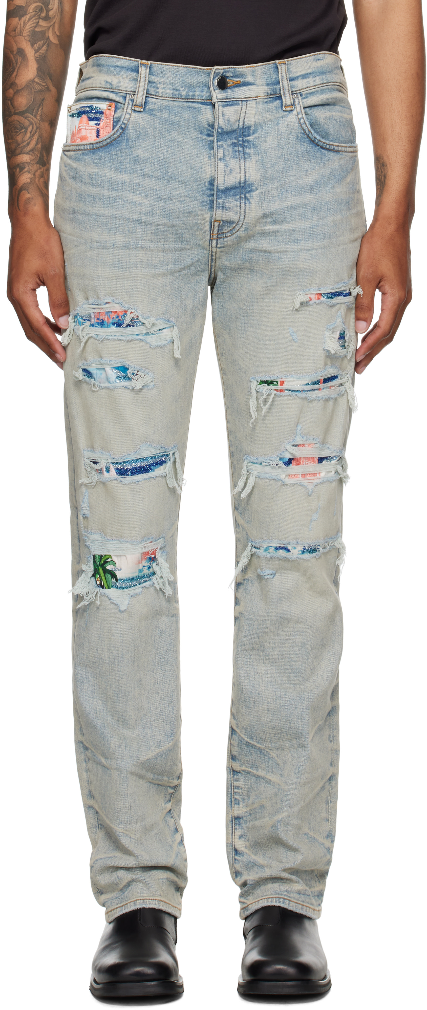 パンツ AMIRI JEANS 28 AMIRI: Blue Thrasher Slim Jeans | SSENSE Canada