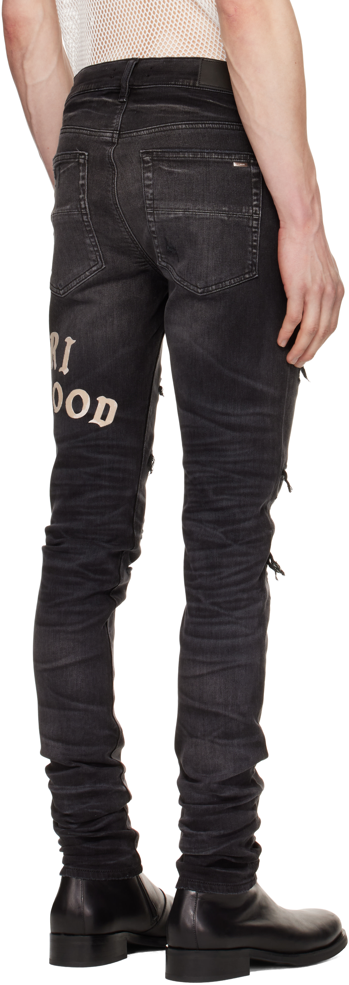 AMIRI: ブラック 'AMIRI Hollywood' Repaired ジーンズ | SSENSE 日本