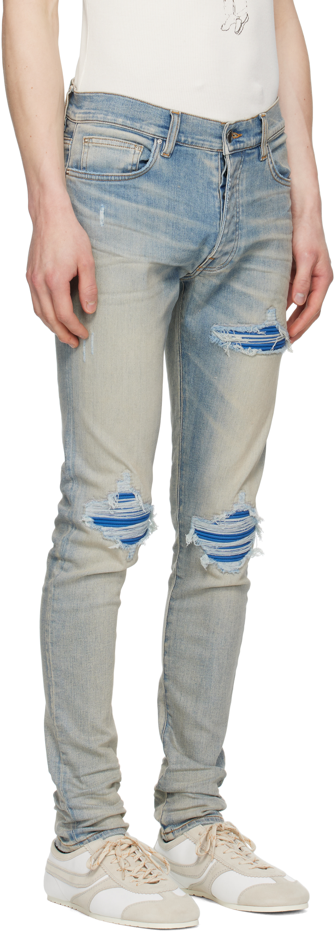 パンツ amiri mx1 AMIRI: Blue MX1 Jeans | SSENSE Canada
