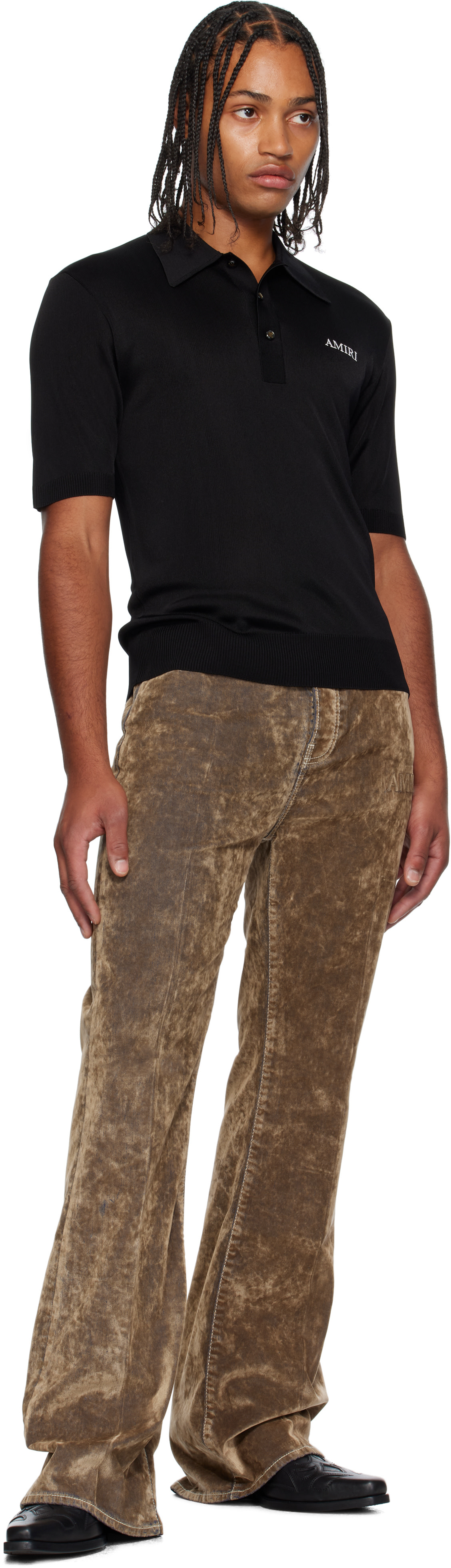 AMIRI: Tan Velvet Flare Jeans | SSENSE