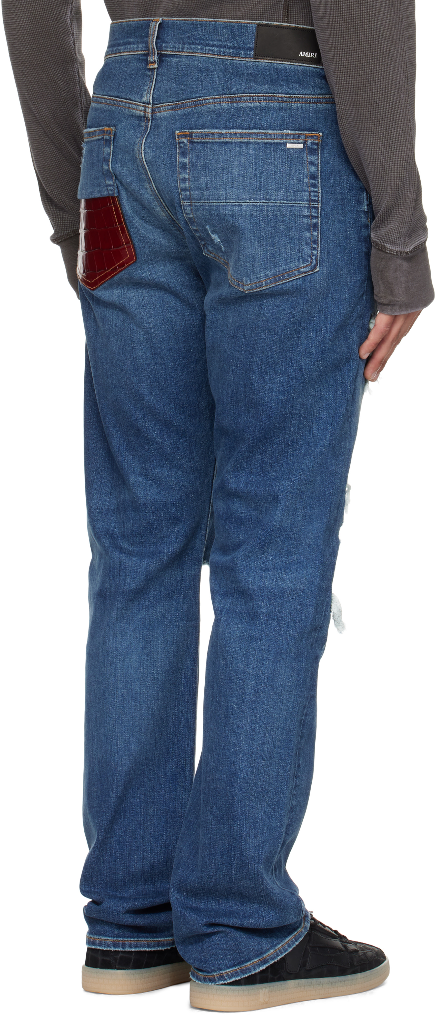 AMIRI: Blue Croc Slim Thrasher Jeans | SSENSE