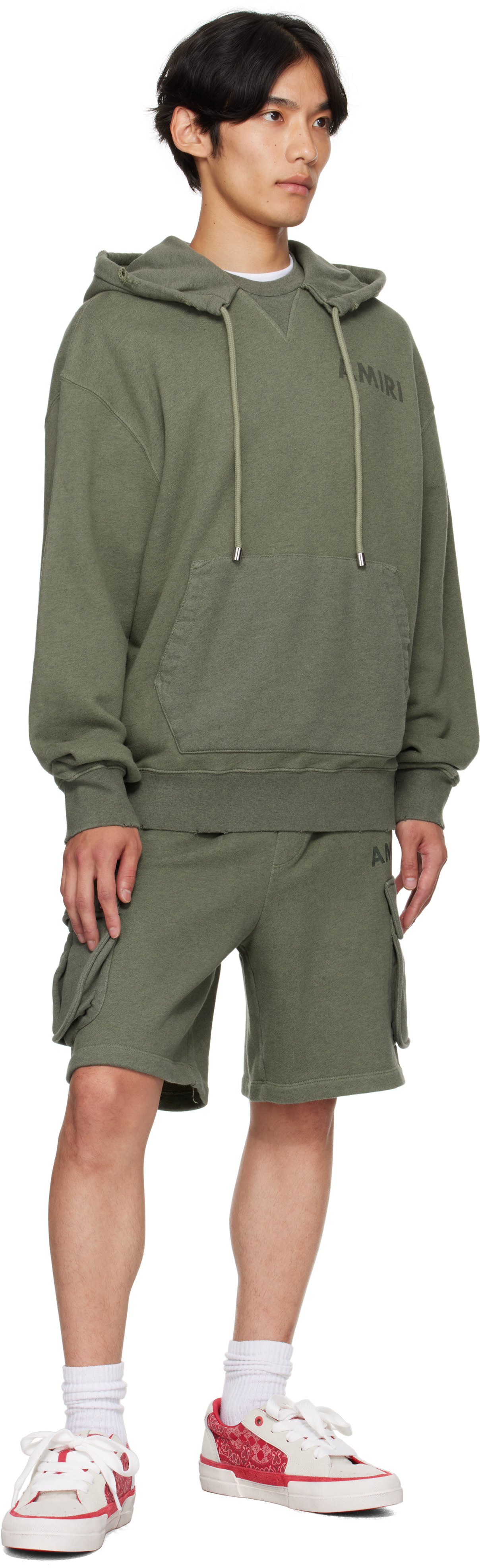 AMIRI: Khaki 'AMIRI' Stencil Oversized Hoodie | SSENSE