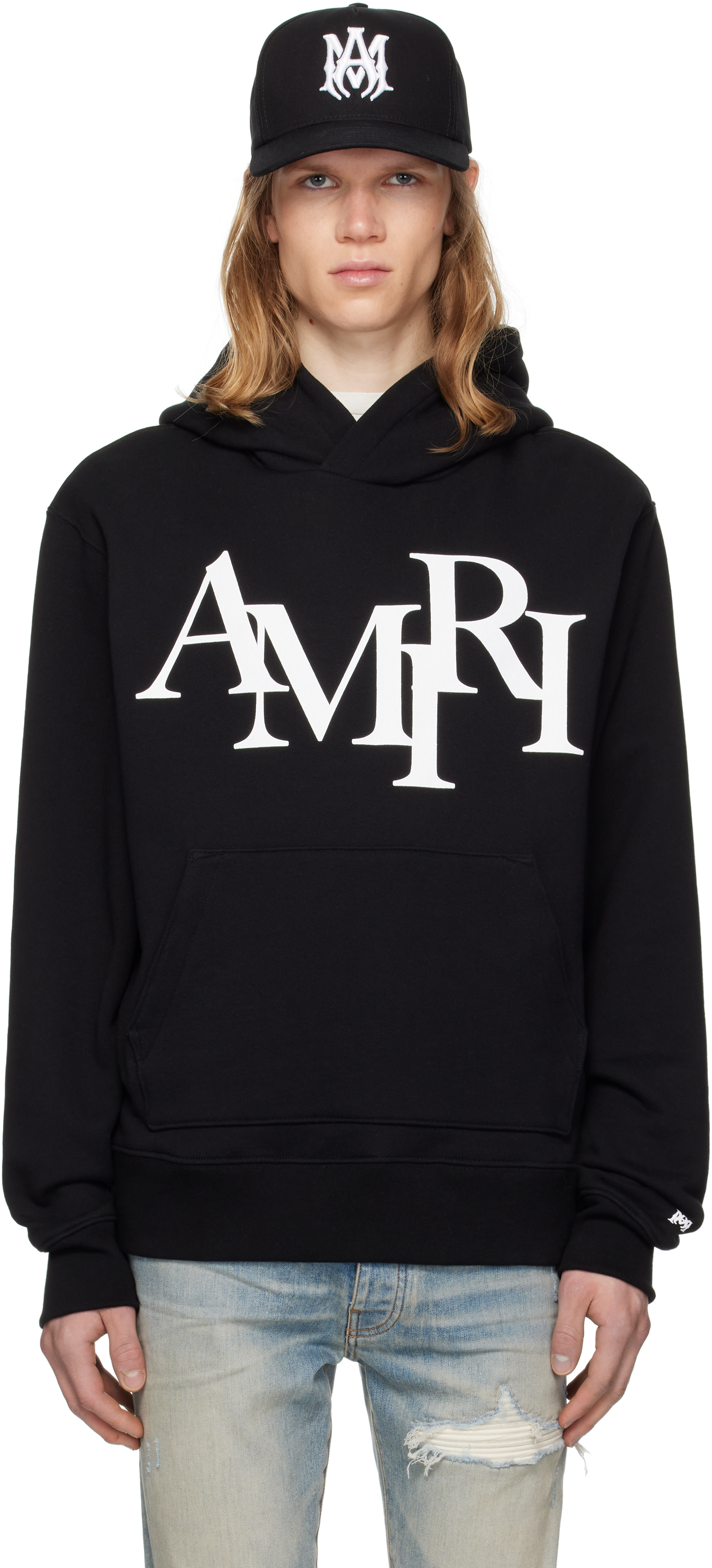 AMIRI - Pull à capuche noir à logo décalé