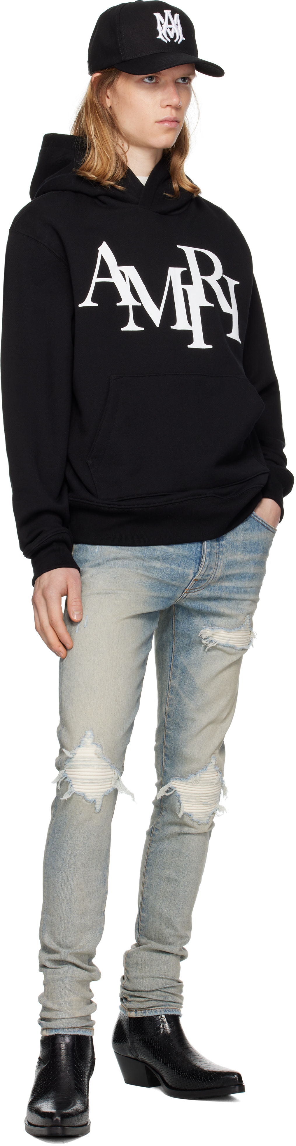 AMIRI - Pull à capuche noir à logo décalé