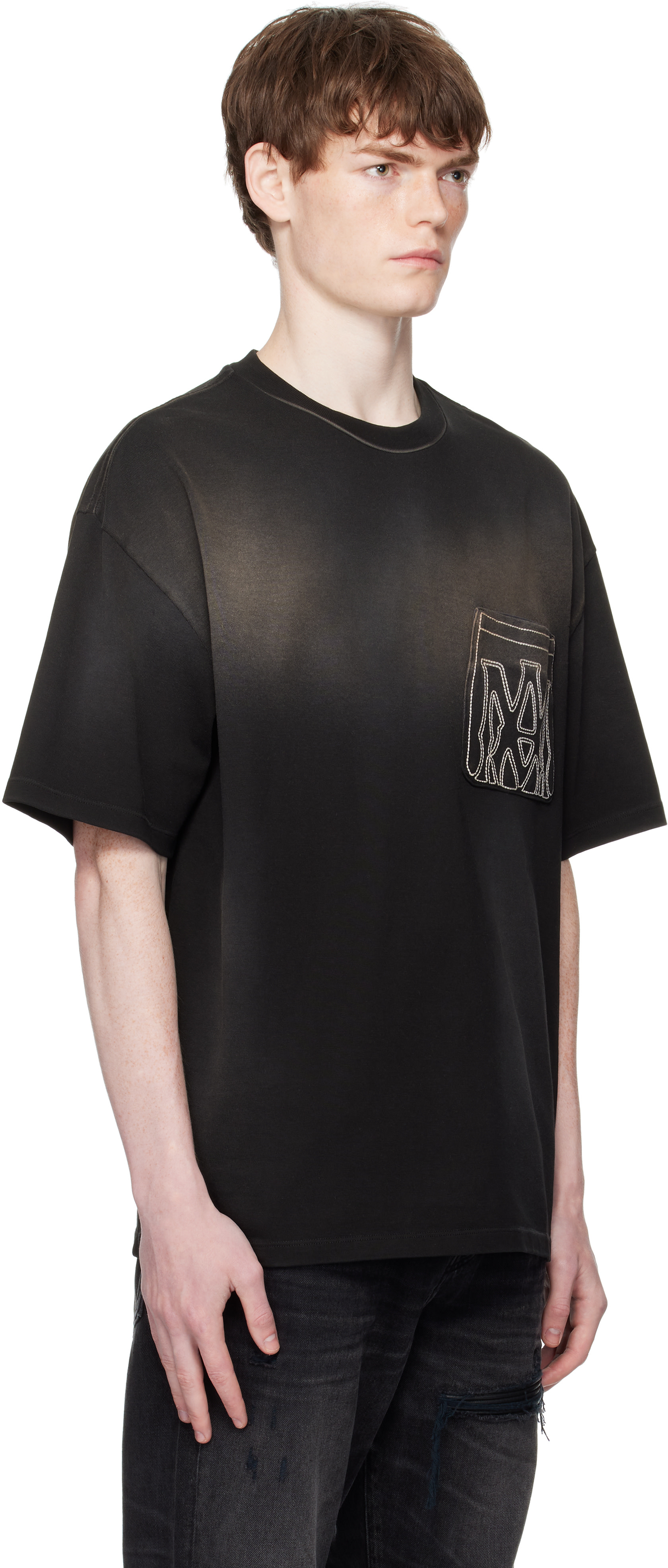 AMIRI Tシャツ ブラック AMIRI: Black MA Outline Oversized T-shirt | SSENSE