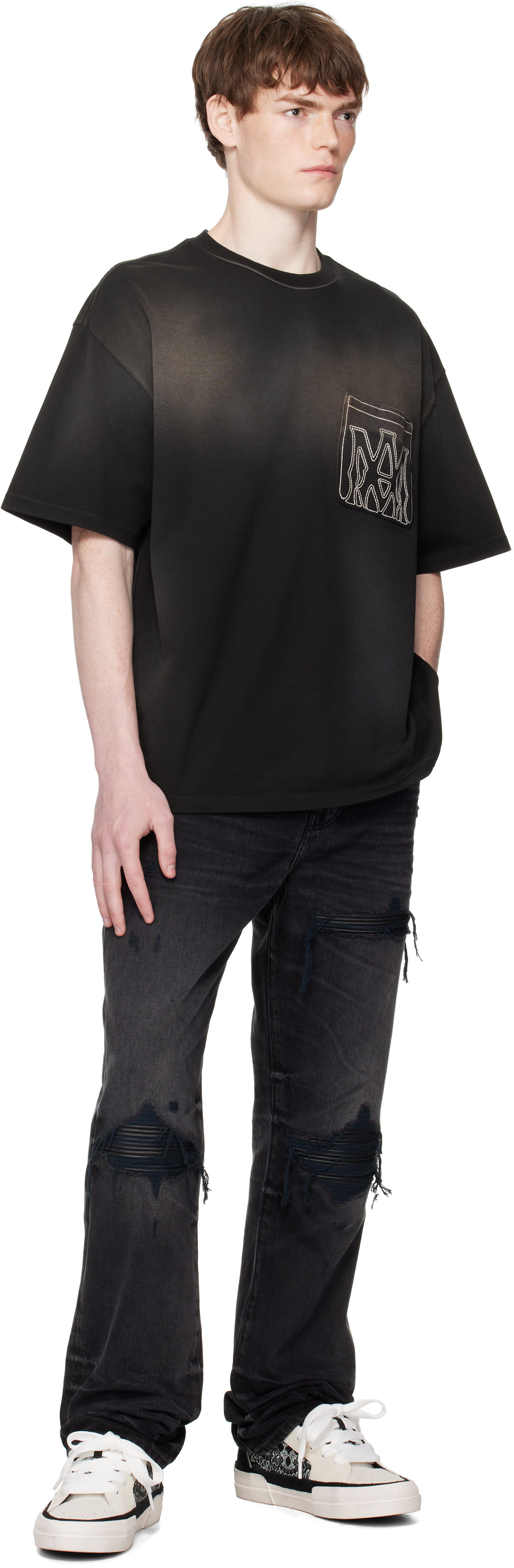 AMIRI: Black MA Outline Oversized T-shirt | SSENSE