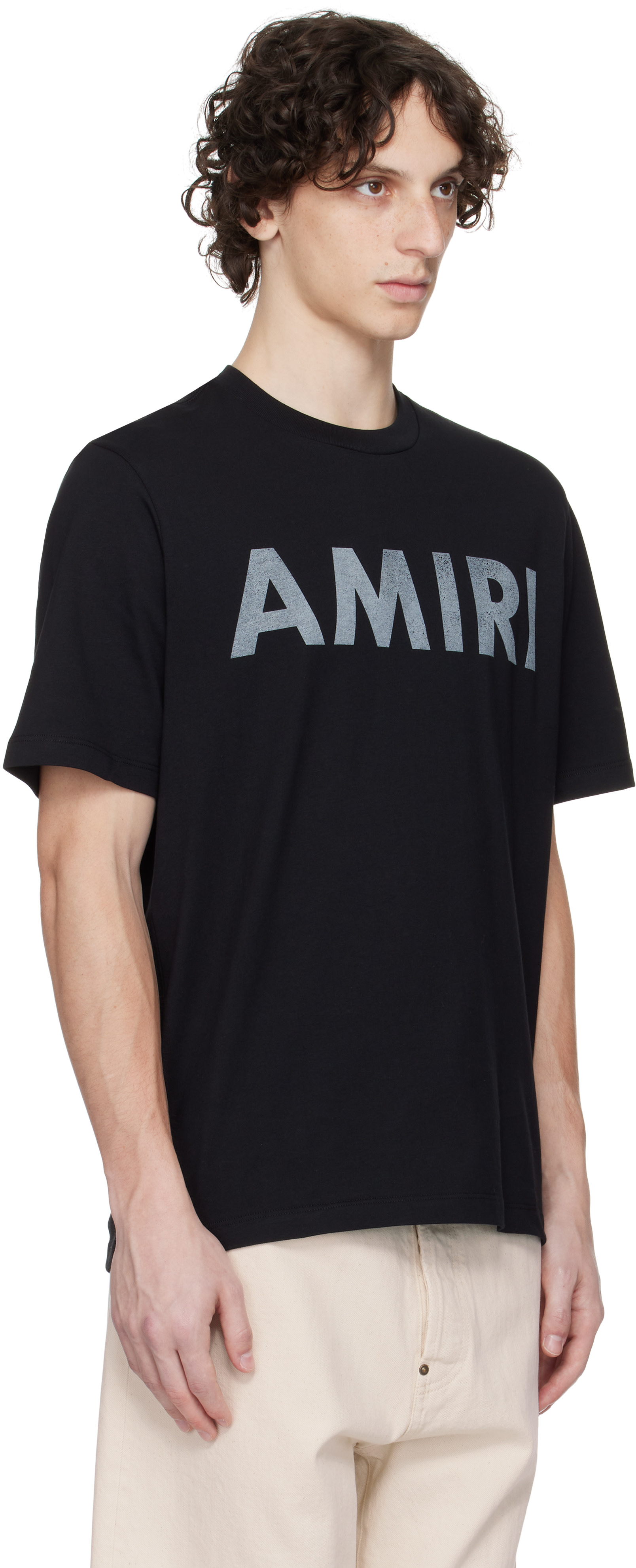 AMIRI: Black 'Amiri' Stencil T-shirt | SSENSE