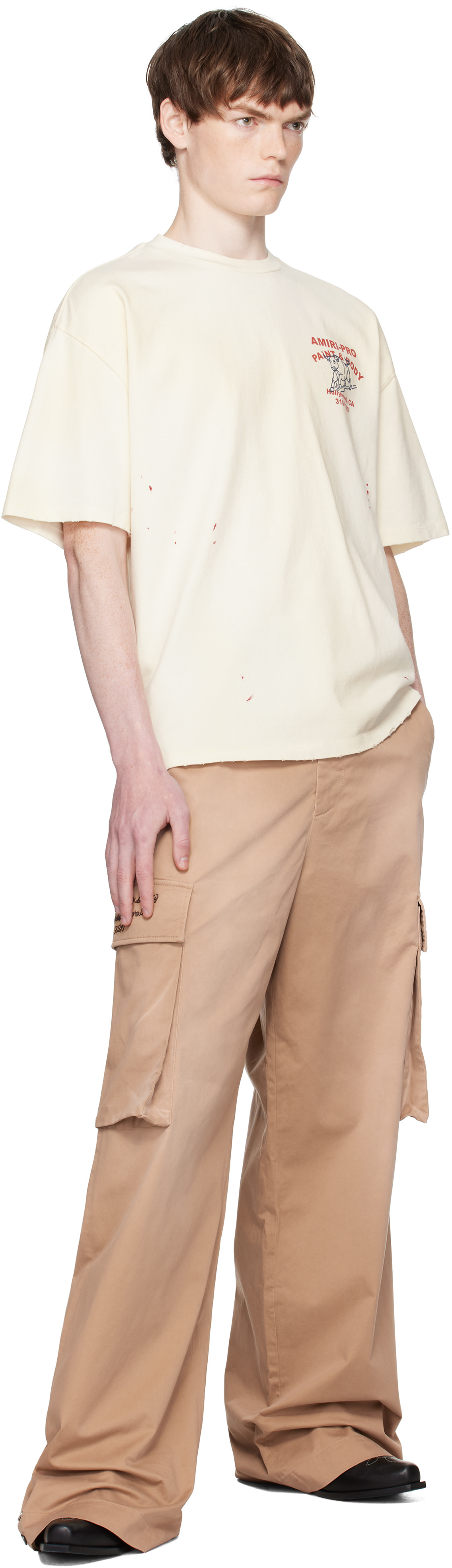 AMIRI: Beige 'AMIRI' Bull Oversized T-shirt | SSENSE Singapore