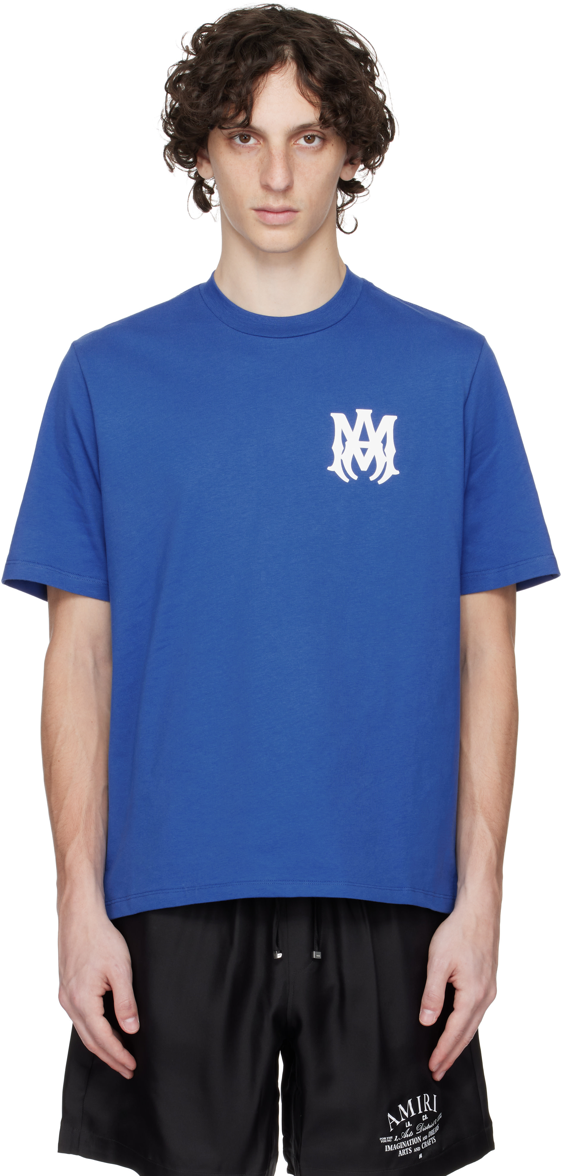 AMIRI: Blue MA Core Logo T-shirt | SSENSE Hong Kong SAR China