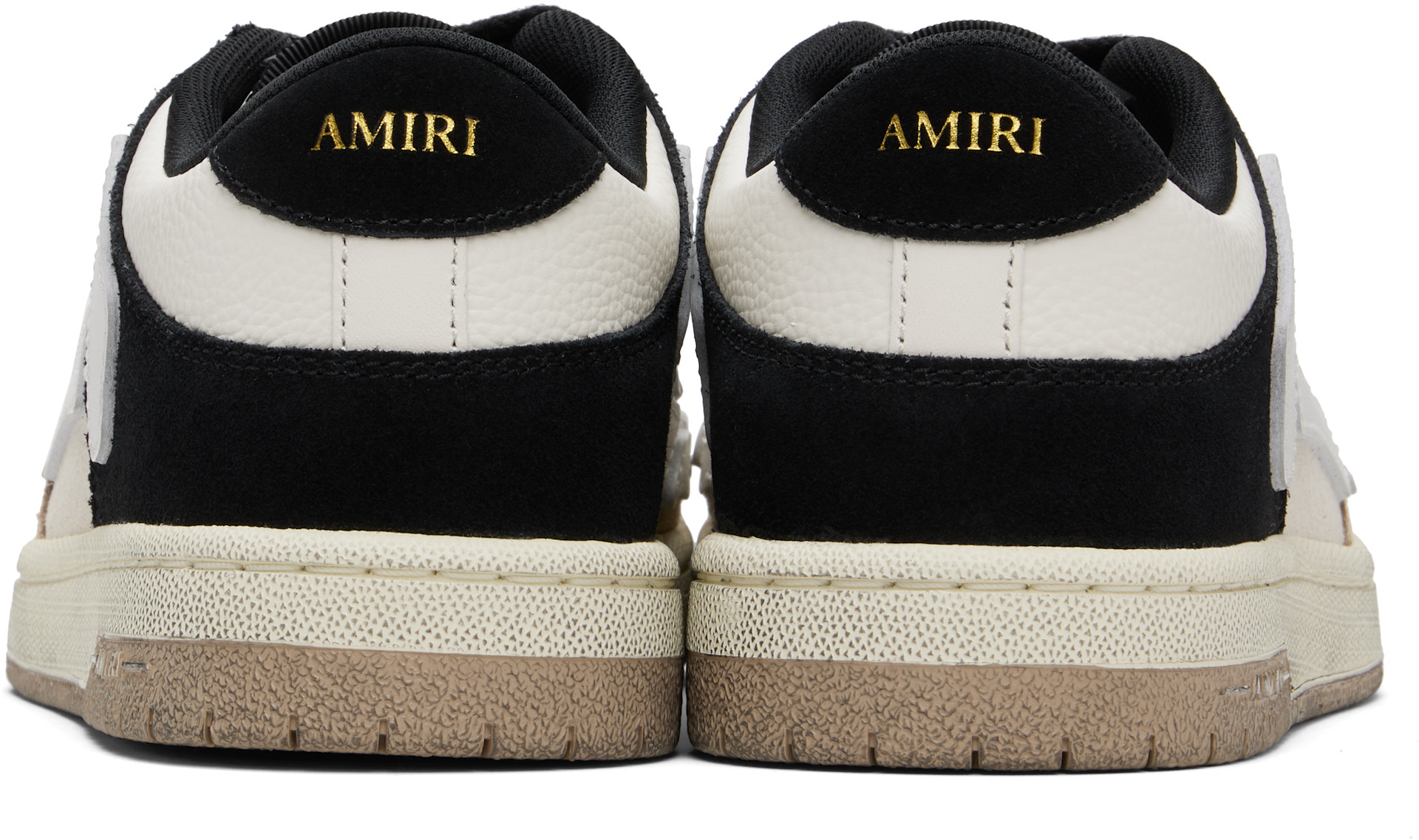 AMIRI: Brown & White Distressed Skel Top Low Sneakers | SSENSE