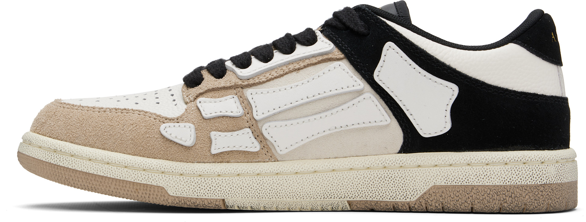 AMIRI: Brown & White Distressed Skel Top Low Sneakers | SSENSE