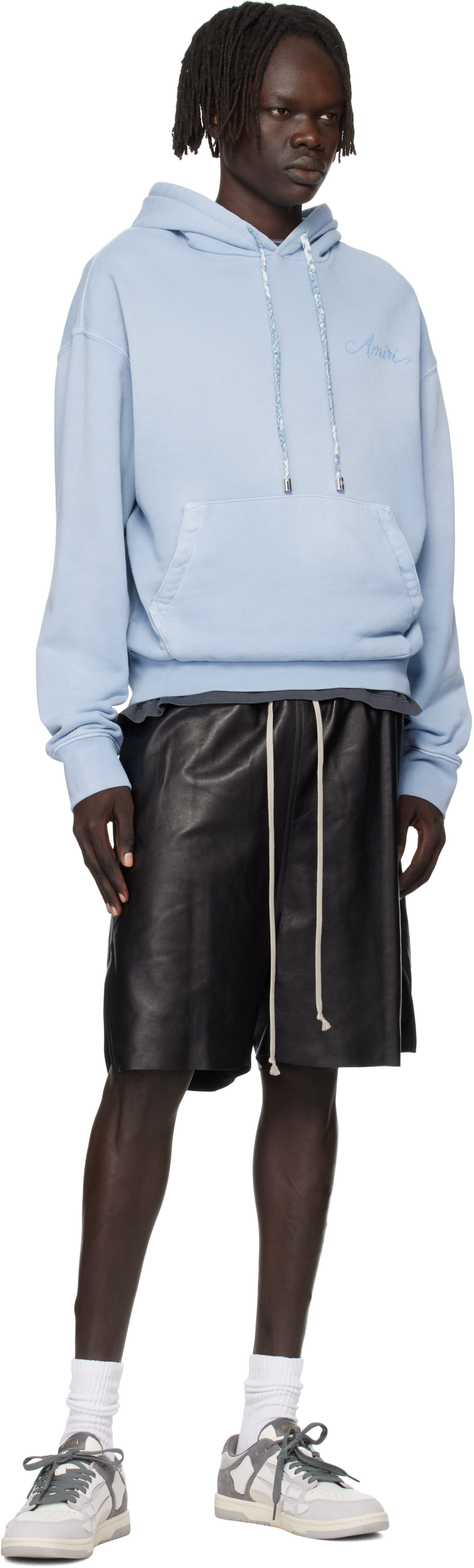 AMIRI: Gray Distressed Skel Top Low Sneakers | SSENSE
