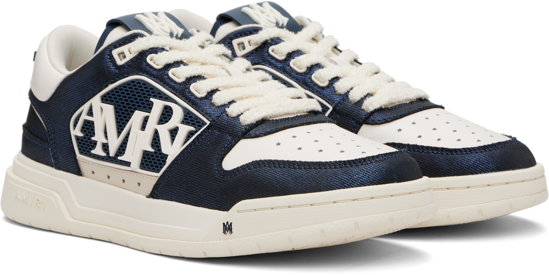 靴 AMIRI CLASSIC LOW 44 AMIRI: Navy & White Classic Low Sneakers | SSENSE