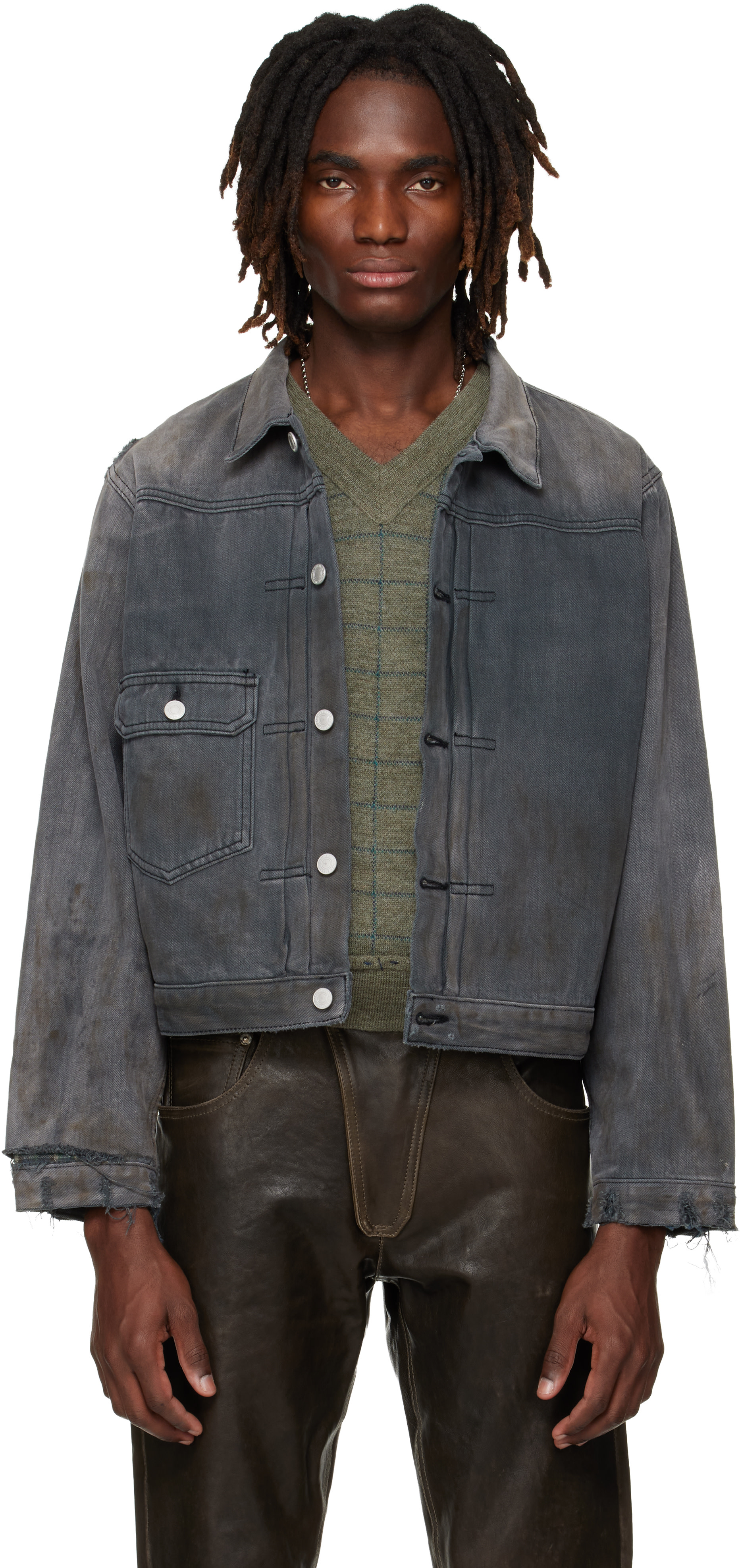 Enfants Riches Déprimés: Gray 'Type VII' Flannel Lined Denim Jacket ...