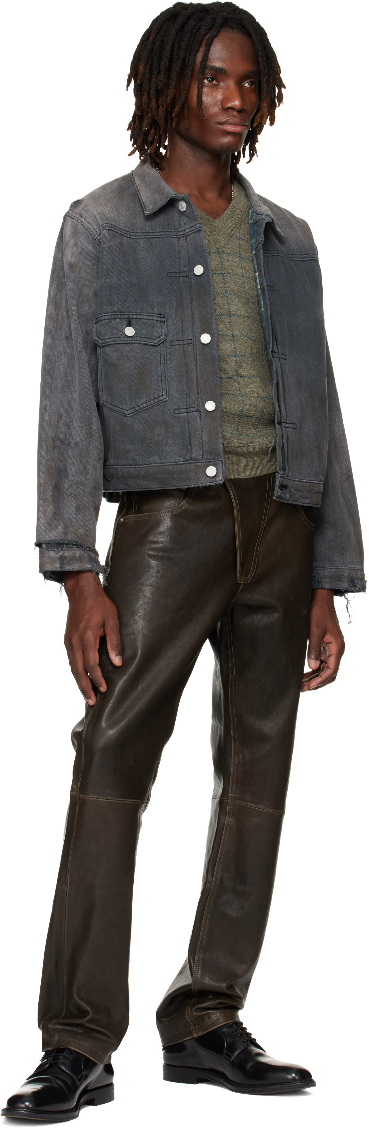 Enfants Riches Déprimés: Brown Moto Fly Straight Leg Leather Pants