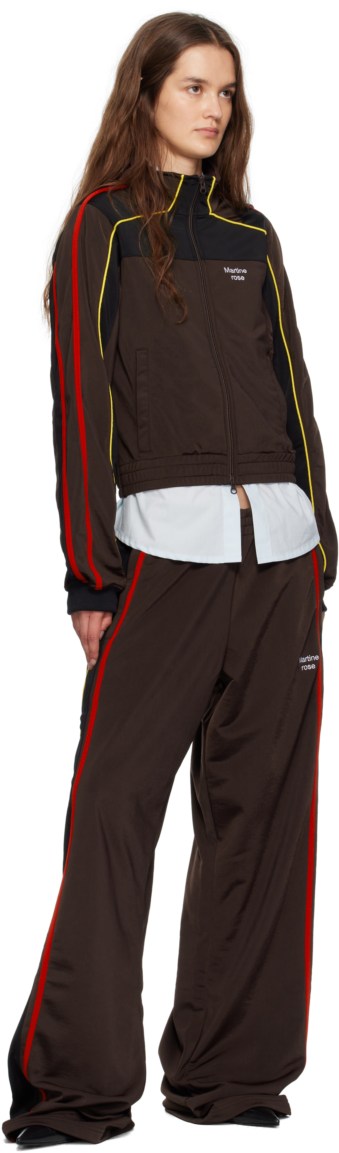 Martine Rose: Brown Wide Leg Track Pants | SSENSE
