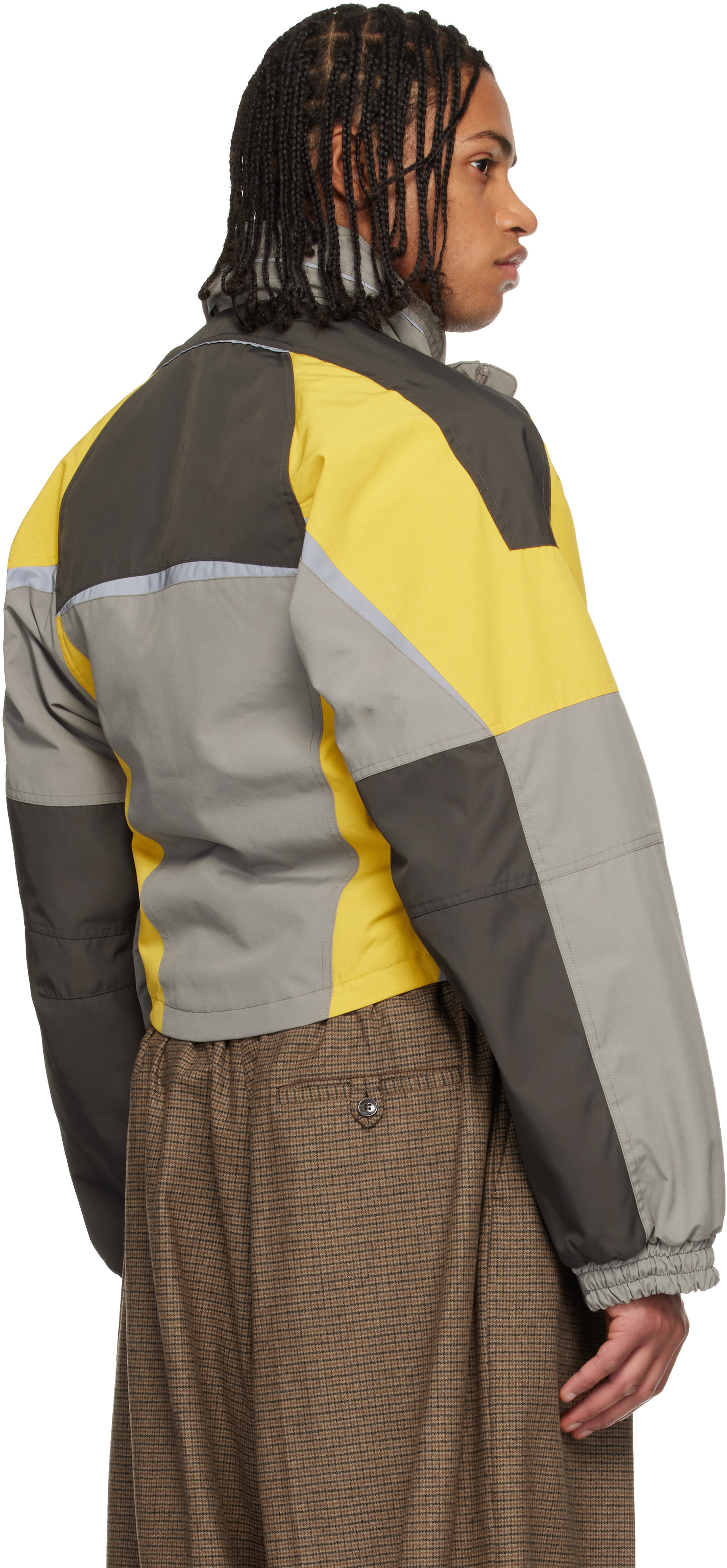 MARTINE ROSE Shrunken Jacket Travis着用 Martine Rose: Gray Shrunken Sports Jacket | SSENSE