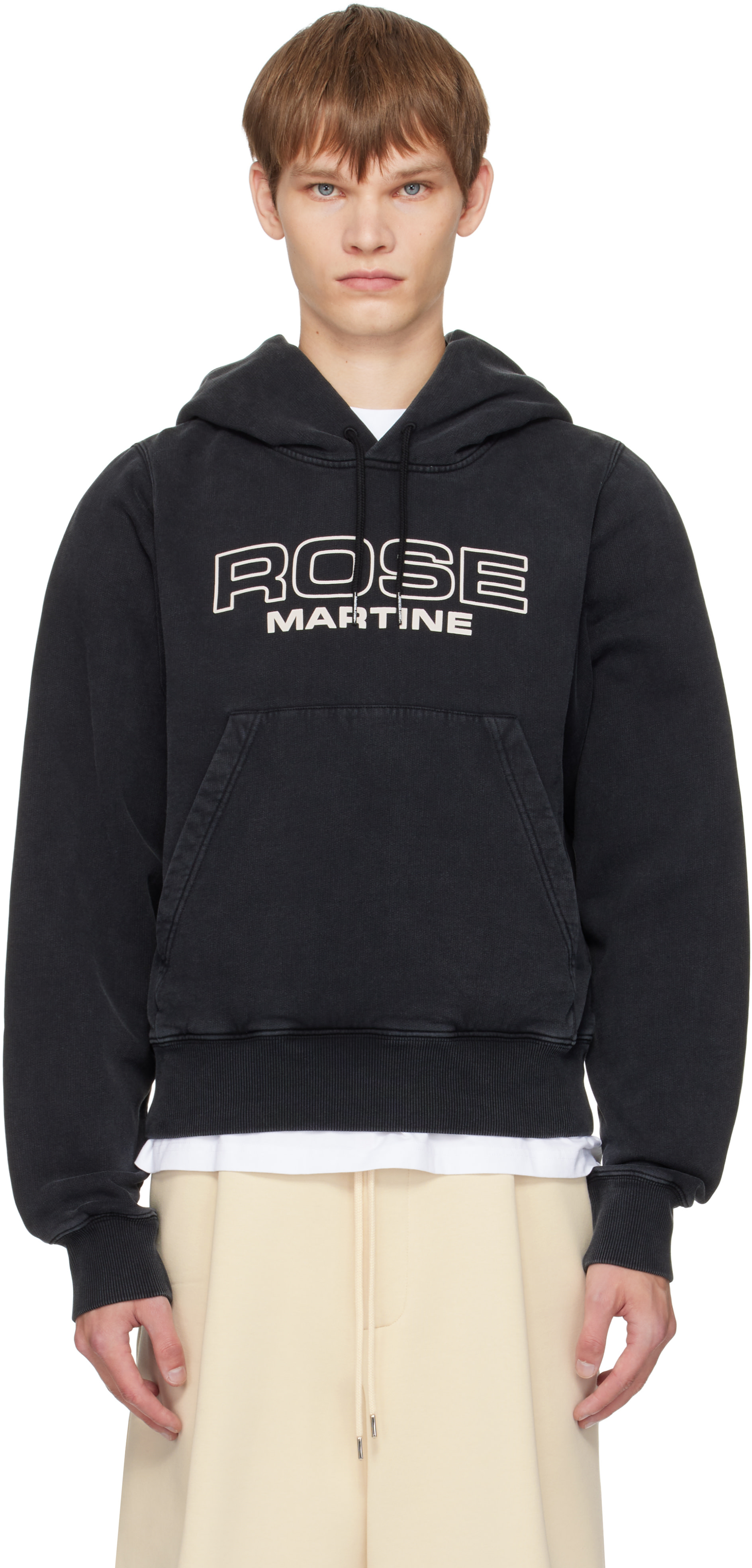 ROSE MARTINE フード付きオーバーサイズパーカー 黒 Martine Rose: Black Shrunken Hoodie | SSENSE Canada