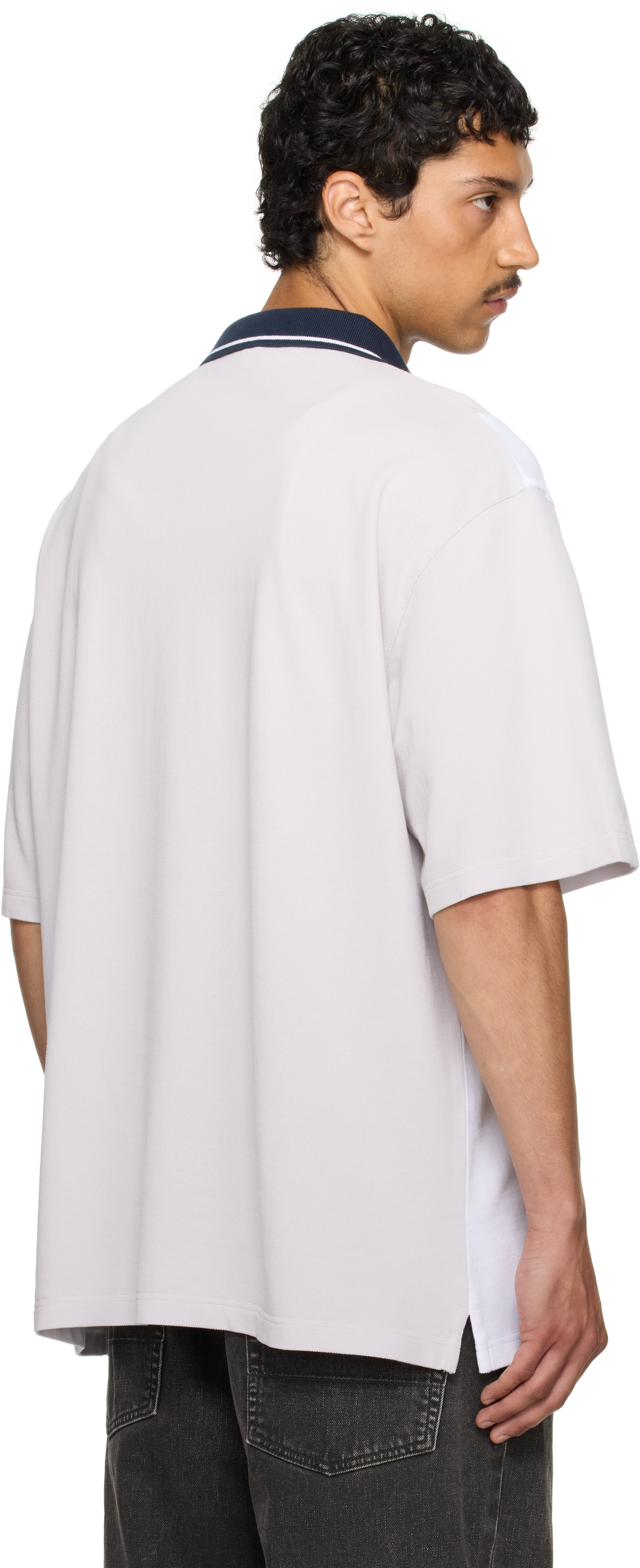 Martine Rose: SSENSE Exclusive Gray & Navy Oversized Panelled Polo