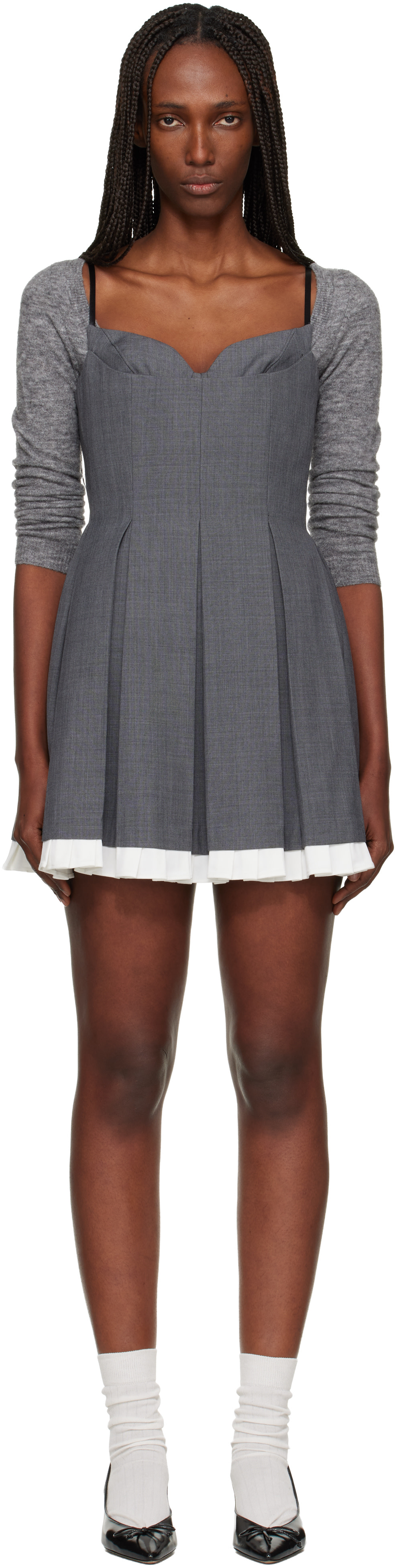 SHUSHU/TONG: Gray Pleated Camisole Minidress | SSENSE Italy SHUSHU/TONG: Gray Pleated Camisole Minidress | SSENSE Italy
