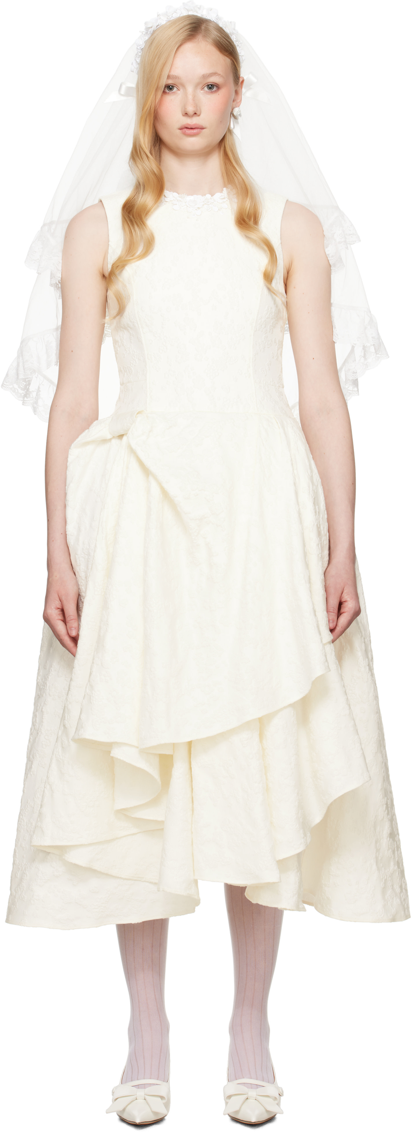 SHUSHU/TONG: SSENSE Exclusive Bridal Capsule Irregular Hem Midi Dress |  SSENSE