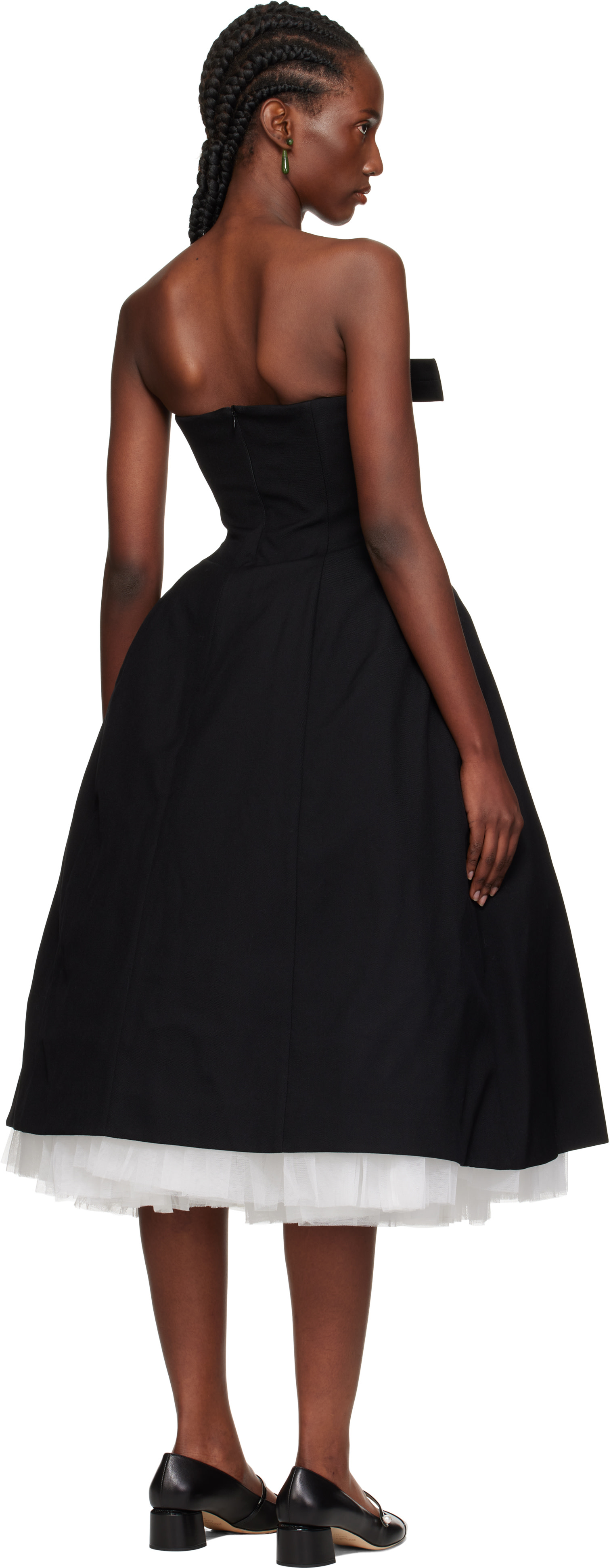 SHUSHU/TONG: Black Bowknot Bandeau Midi Dress | SSENSE