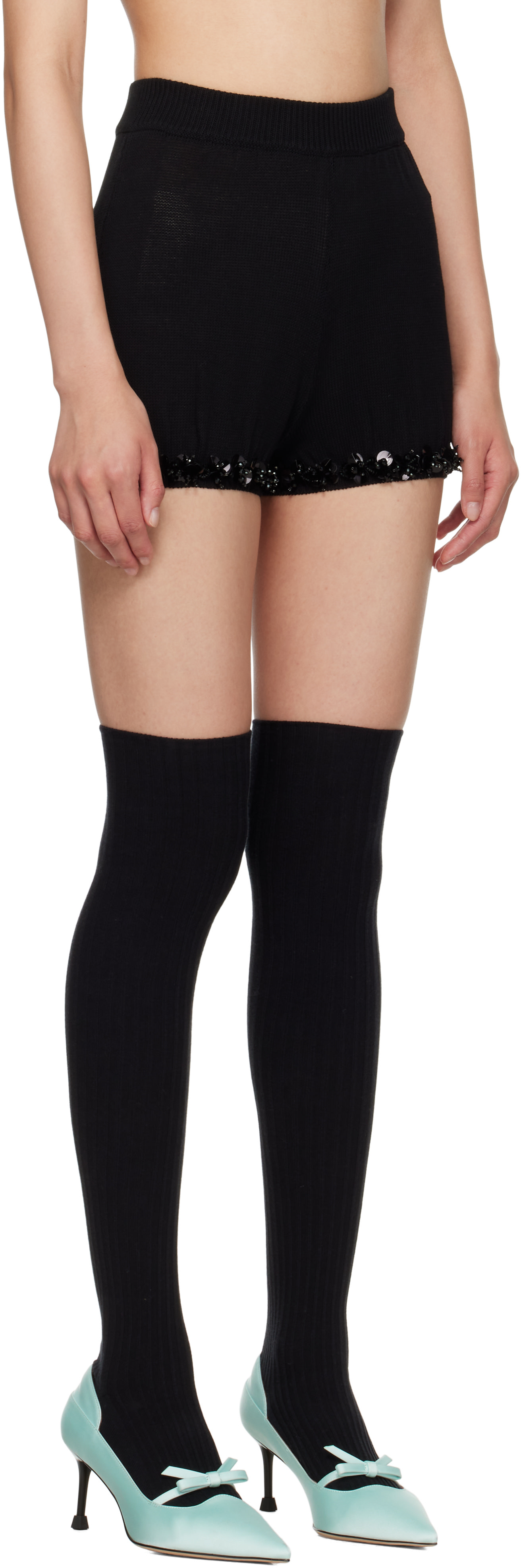 SHUSHU/TONG: Black Knitted Shorts | SSENSE