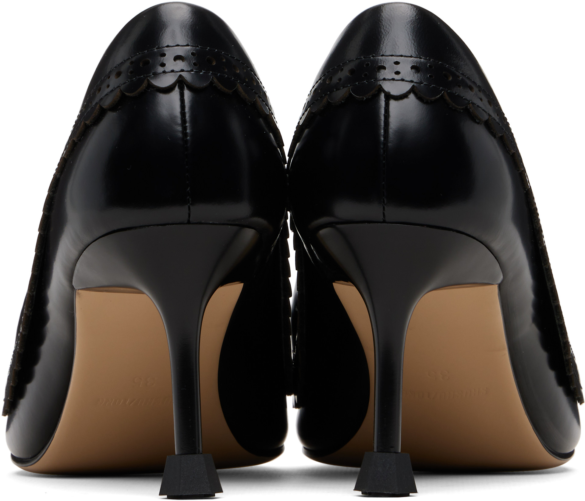 SHUSHU/TONG: Black Pointed-Toe Lapel Heels | SSENSE Singapore