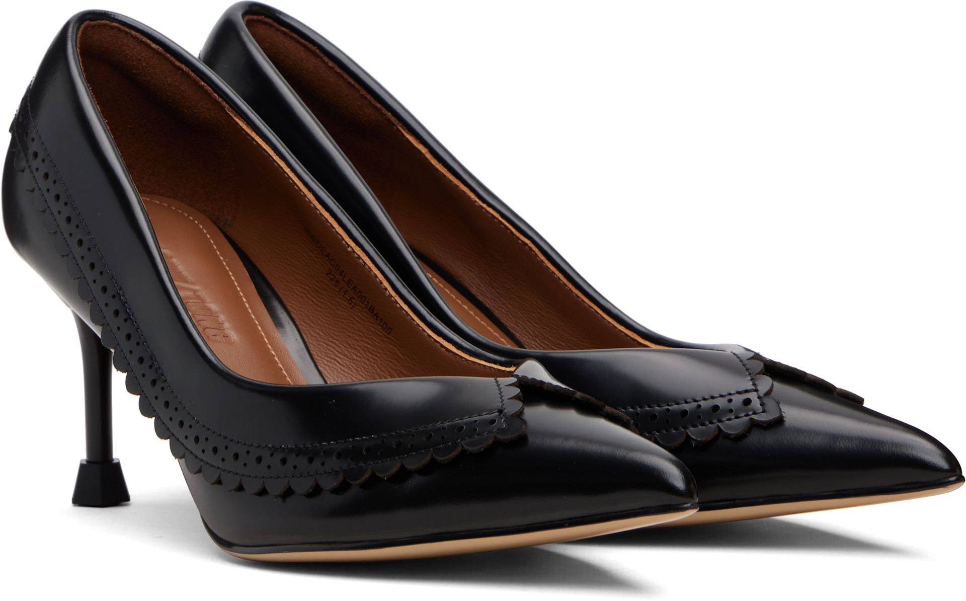 SHUSHU/TONG 黒ローファー 36 SHUSHU/TONG: Black Pointed-Toe Lapel Heels | SSENSE