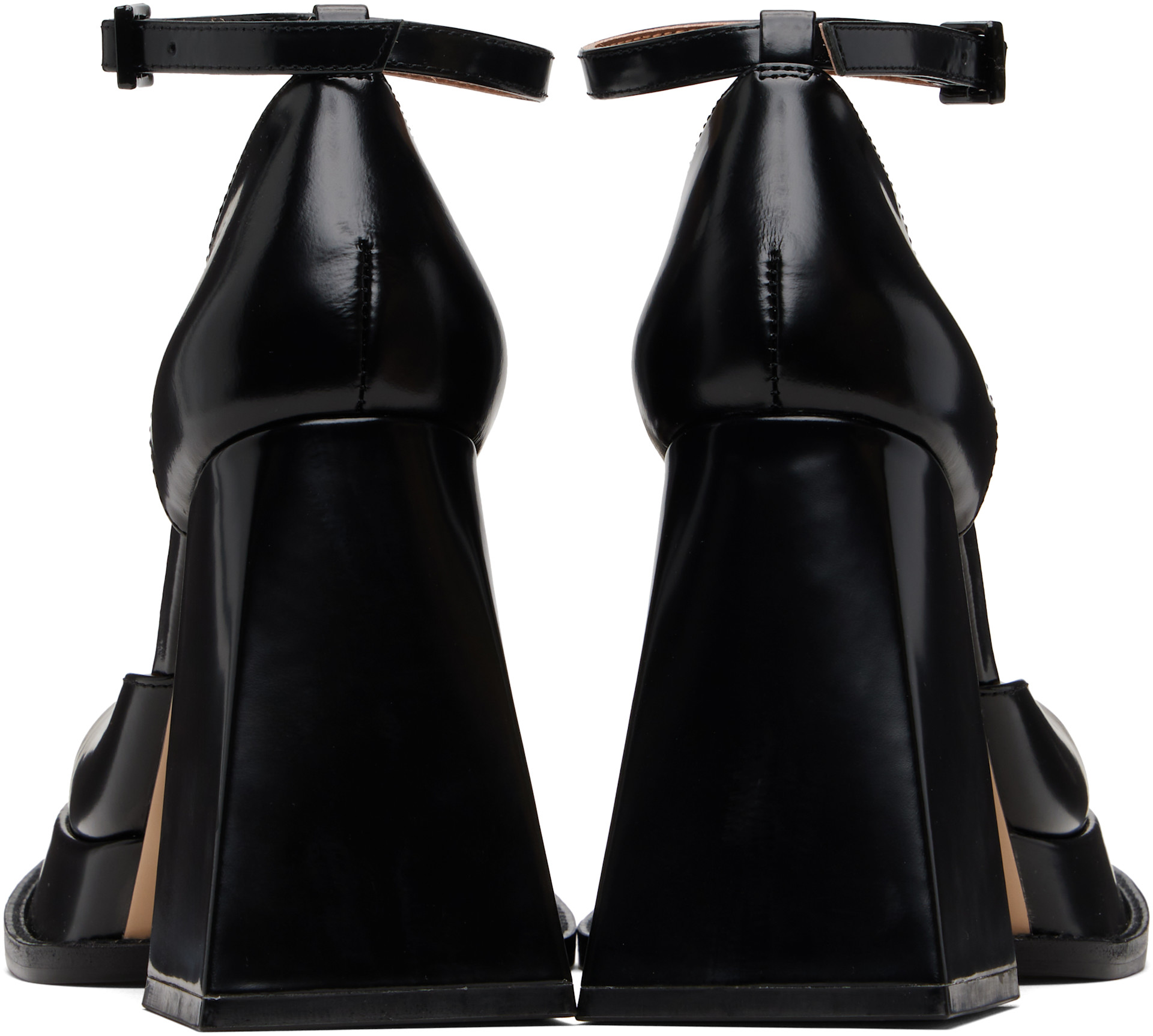 SHUSHU/TONG: Black Round Toe Strap High Heels | SSENSE