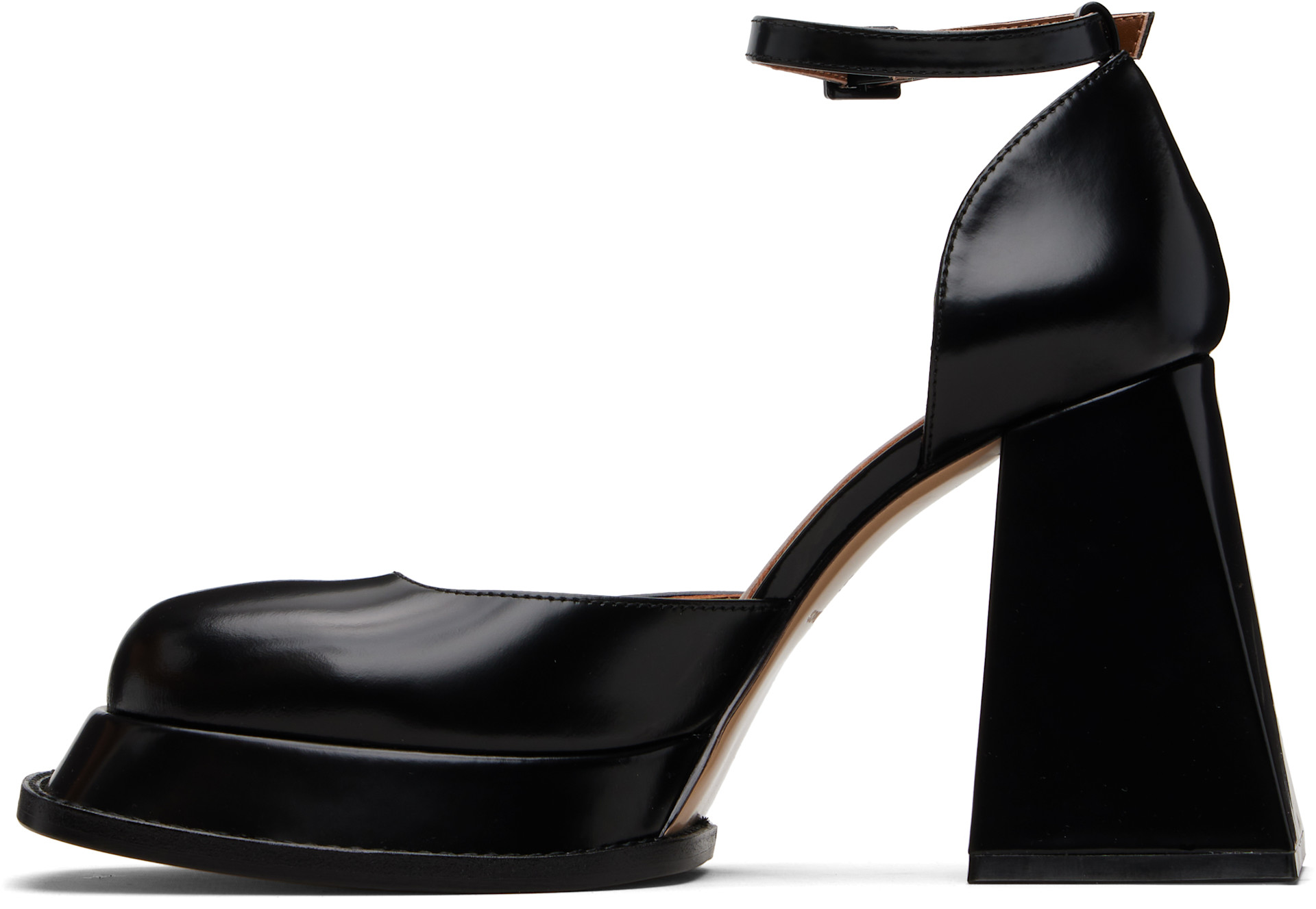 SHUSHU/TONG: Black Round Toe Strap High Heels | SSENSE