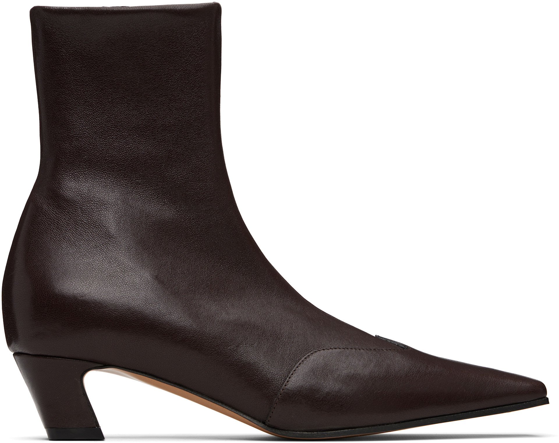 KHAITE - Bottines Nevada brunes en cuir extensible