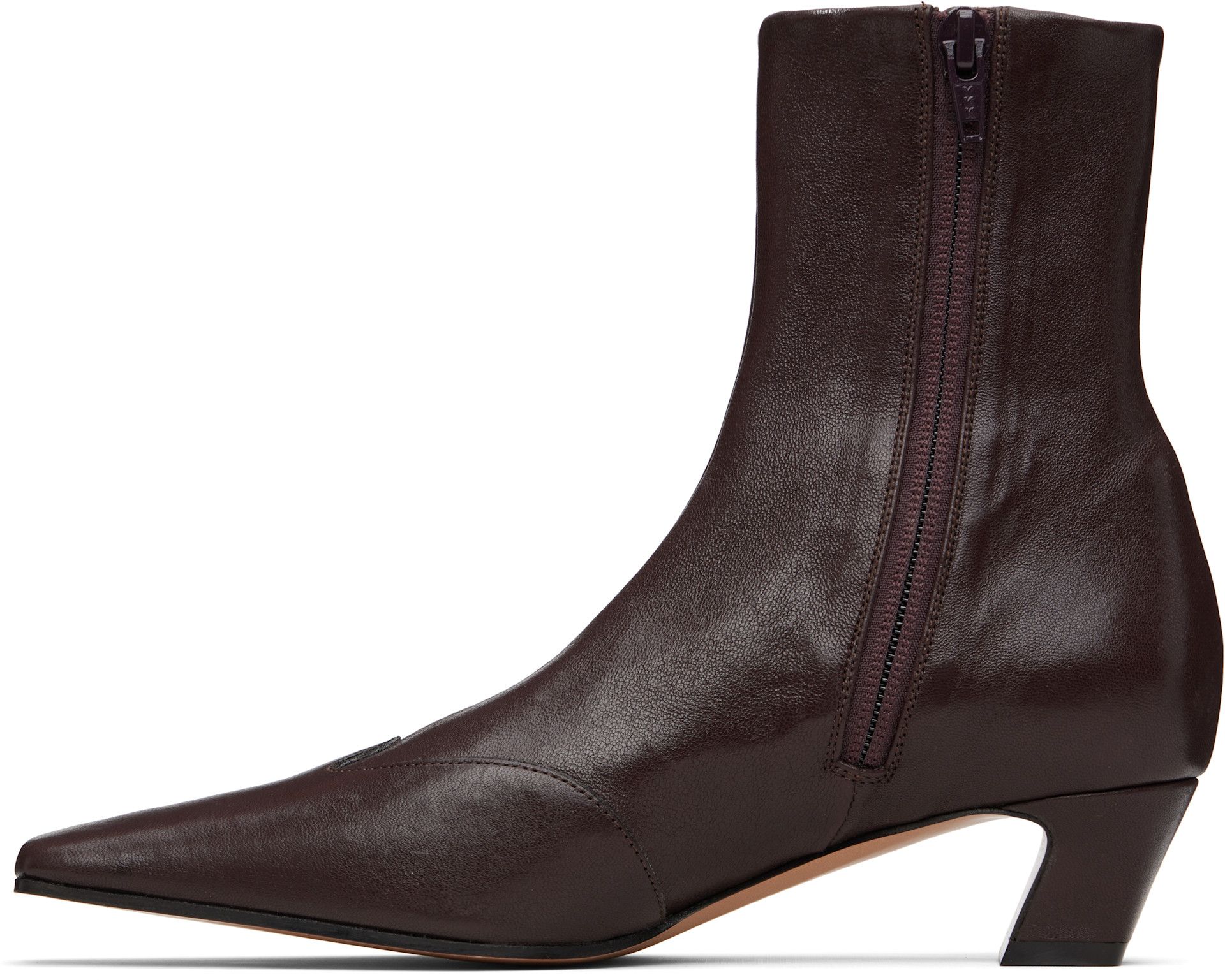 KHAITE - Bottines Nevada brunes en cuir extensible